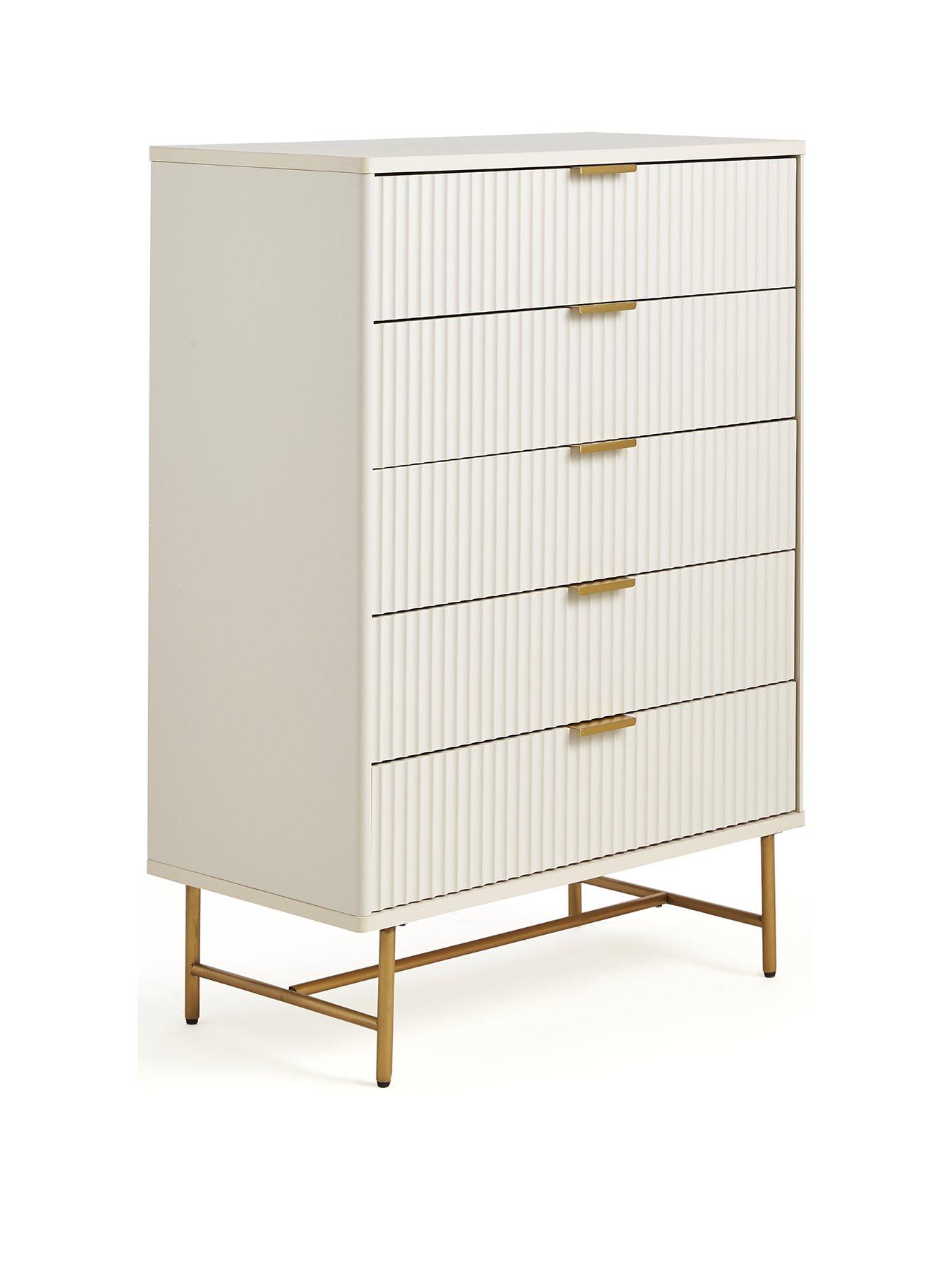 Image 3 of 6 of Very Home Cora 5 Drawer Chest - Ivory/Brass