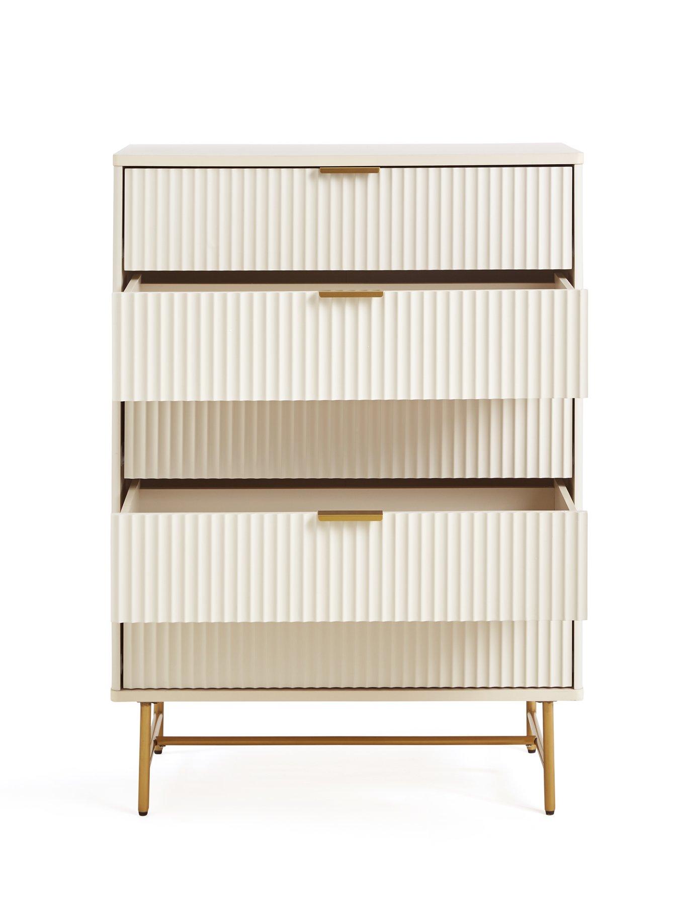 Image 4 of 6 of Very Home Cora 5 Drawer Chest - Ivory/Brass