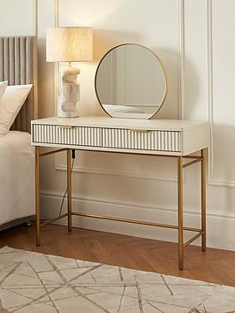 Product photograph of Very Home Cora Dressing Table And Mirror Set - Ivory Brass from very.co.uk