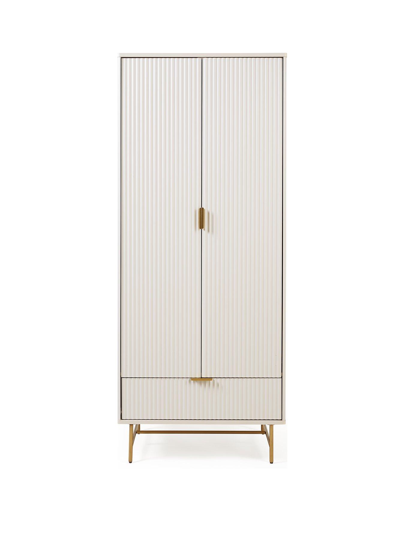 Image 2 of 6 of Very Home Cora 2 Door, 1 Drawer Wardrobe - Ivory/Brass