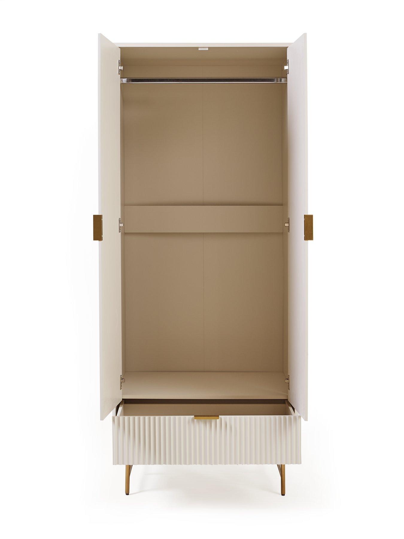 Image 4 of 6 of Very Home Cora 2 Door, 1 Drawer Wardrobe - Ivory/Brass