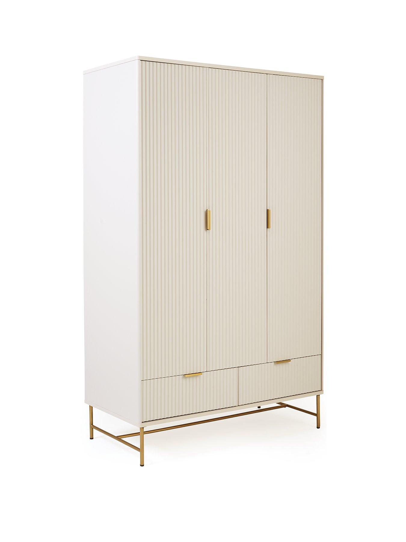 Image 3 of 6 of Very Home Cora 3 Door, 2 Drawer Wardrobe - Ivory/Brass