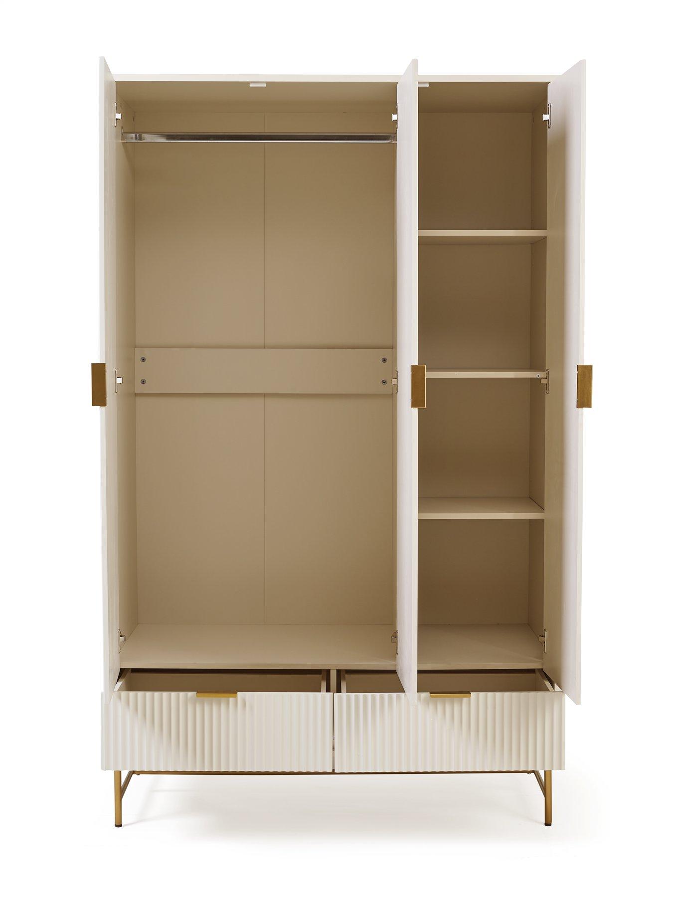 Image 4 of 6 of Very Home Cora 3 Door, 2 Drawer Wardrobe - Ivory/Brass
