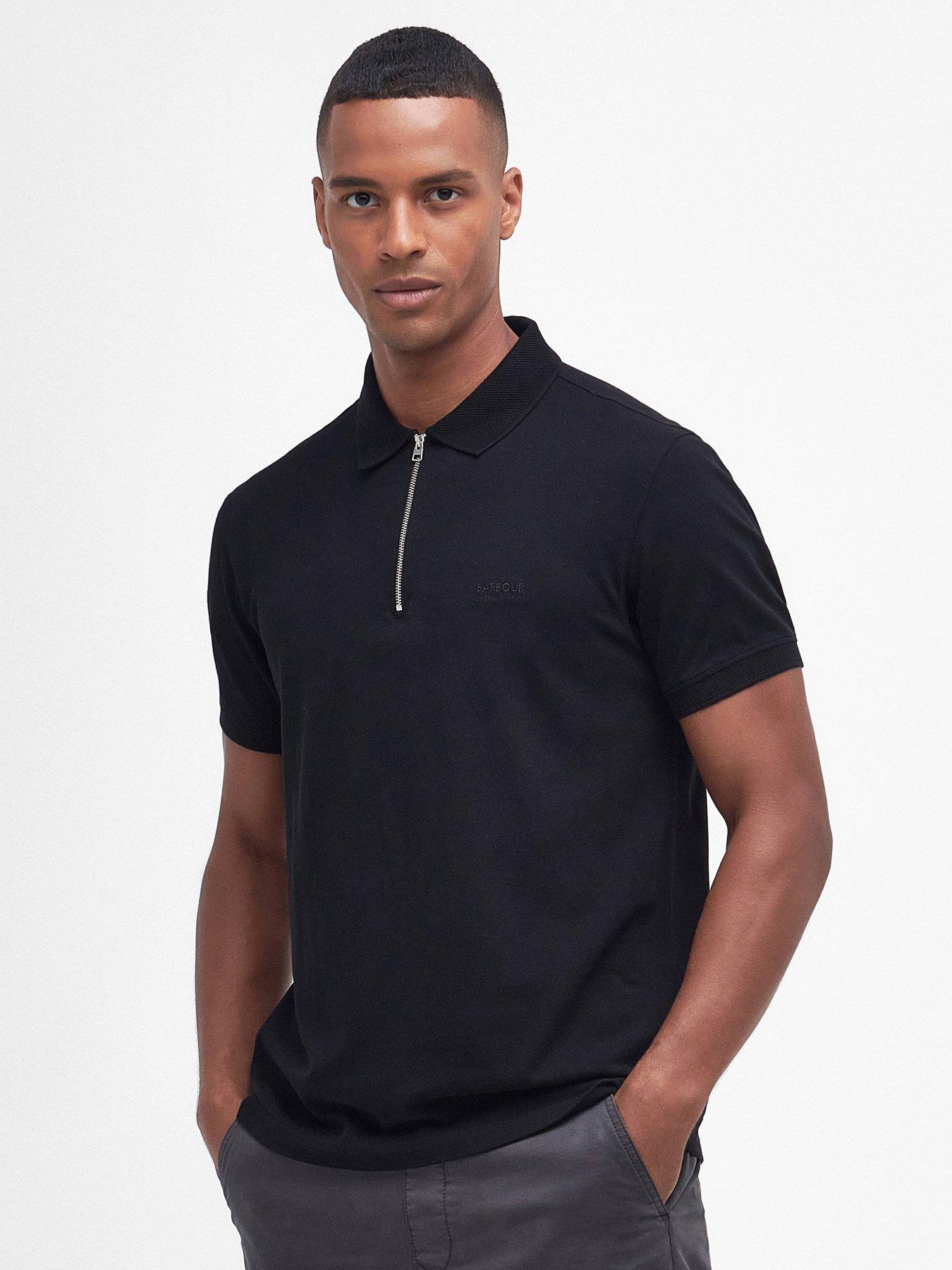 Barbour International Short Sleeve Cylinder Zip Polo Shirt Black