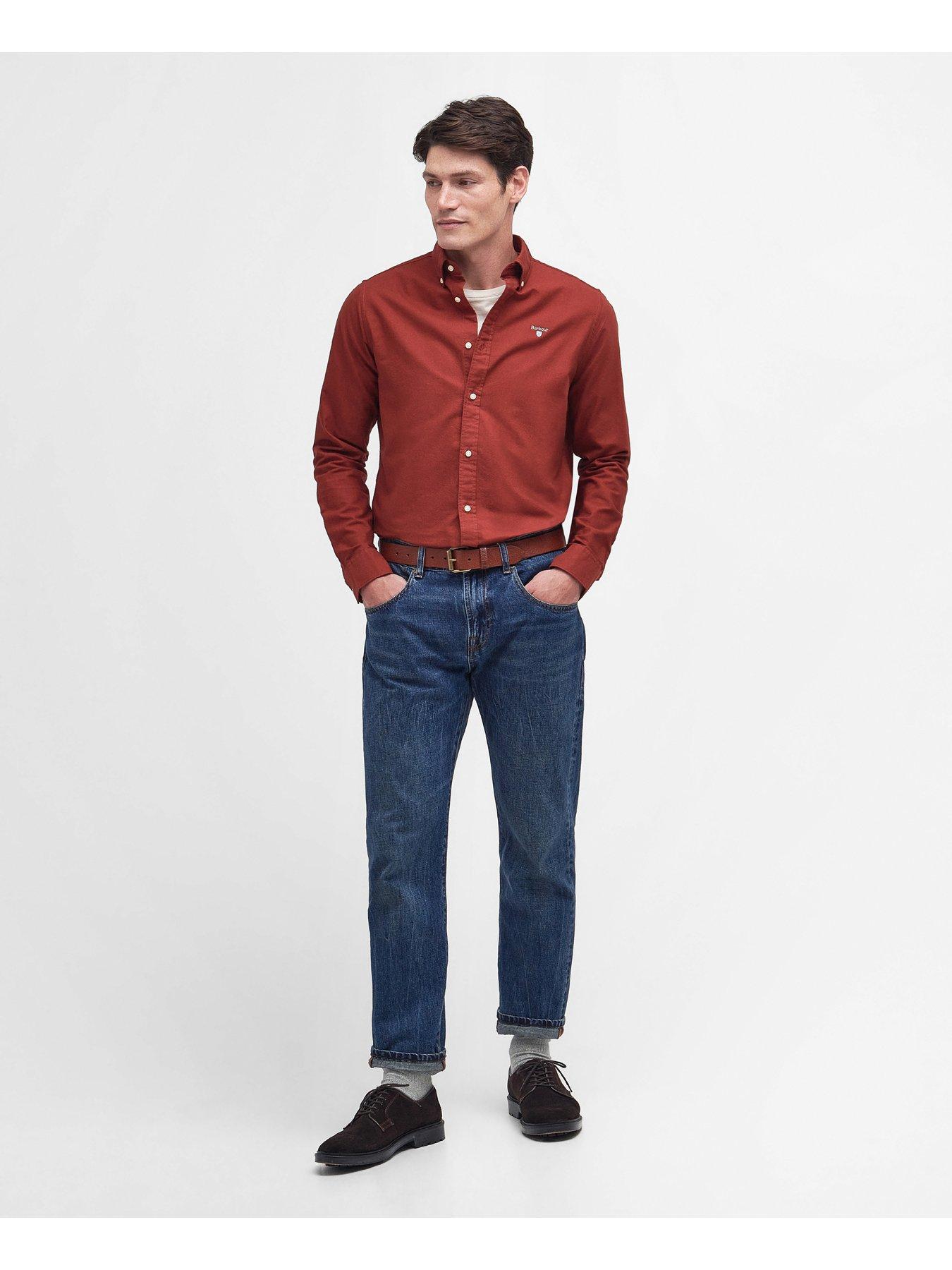 Light blue jeans with best sale red shirt