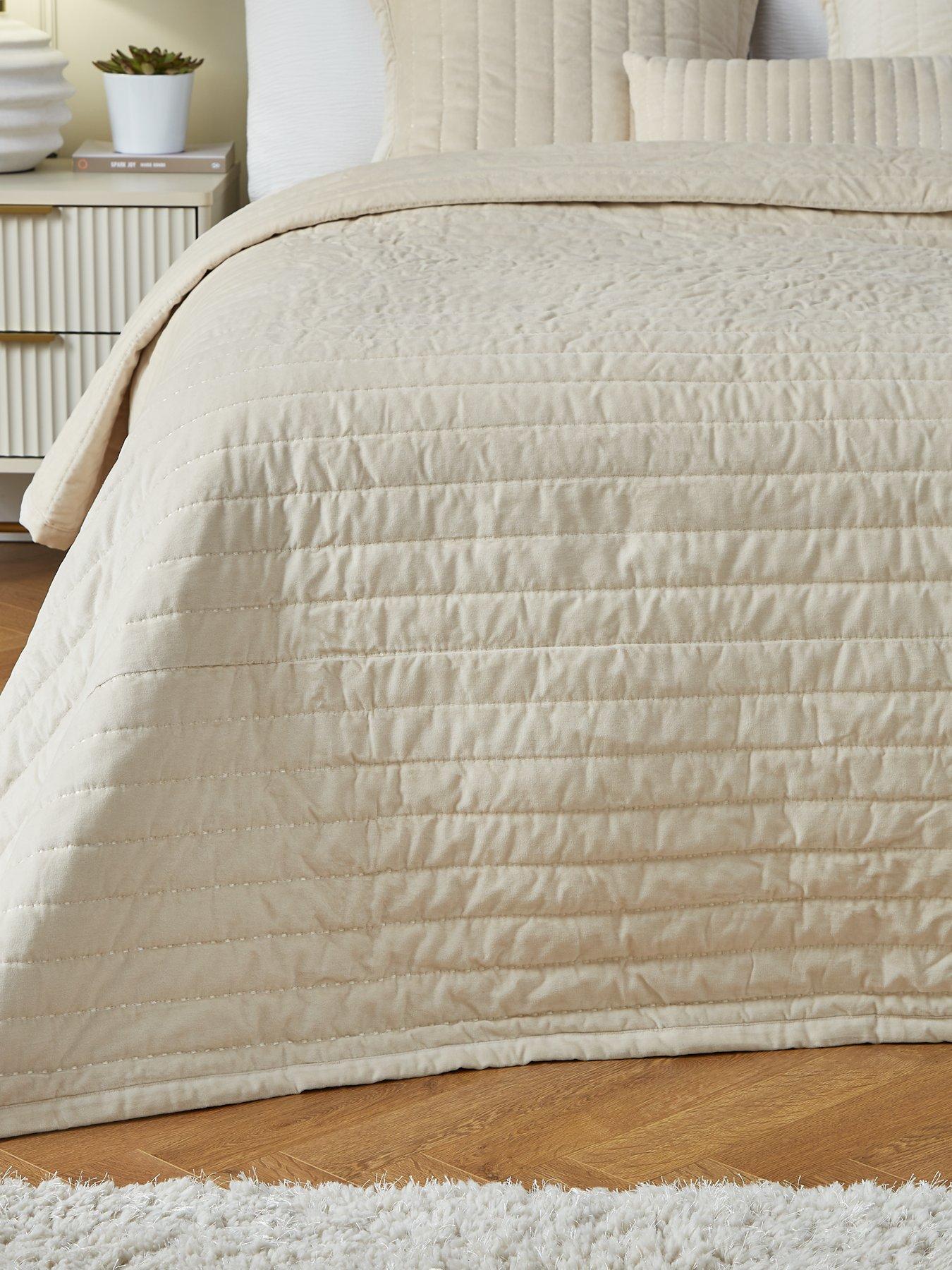 Product photograph of Michelle Keegan Home Cotton Velvet Stitch Embroidered Bedspread from very.co.uk