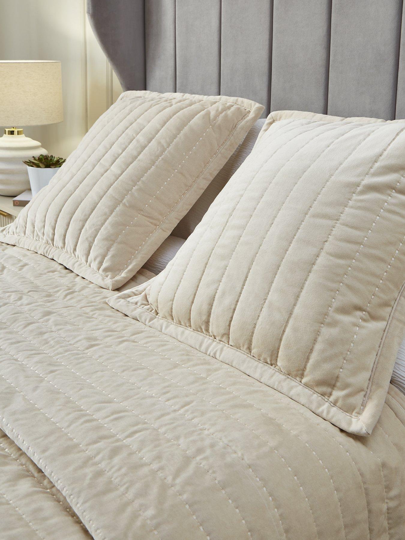 Product photograph of Michelle Keegan Home Cotton Velvet Stitch Embroidered Pillowsham Pair from very.co.uk