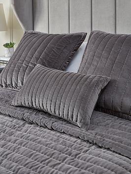 Product photograph of Very Home Cotton Velvet Stitch Embroidered Bolster Pillow from very.co.uk