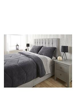 Product photograph of Very Home Teddy Fleece Easy Wash Reversible Coverless Duvet - Charcoal Grey from very.co.uk