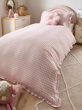 Product photograph of Very Home Gingham Seersucker Duvet Cover Set from very.co.uk