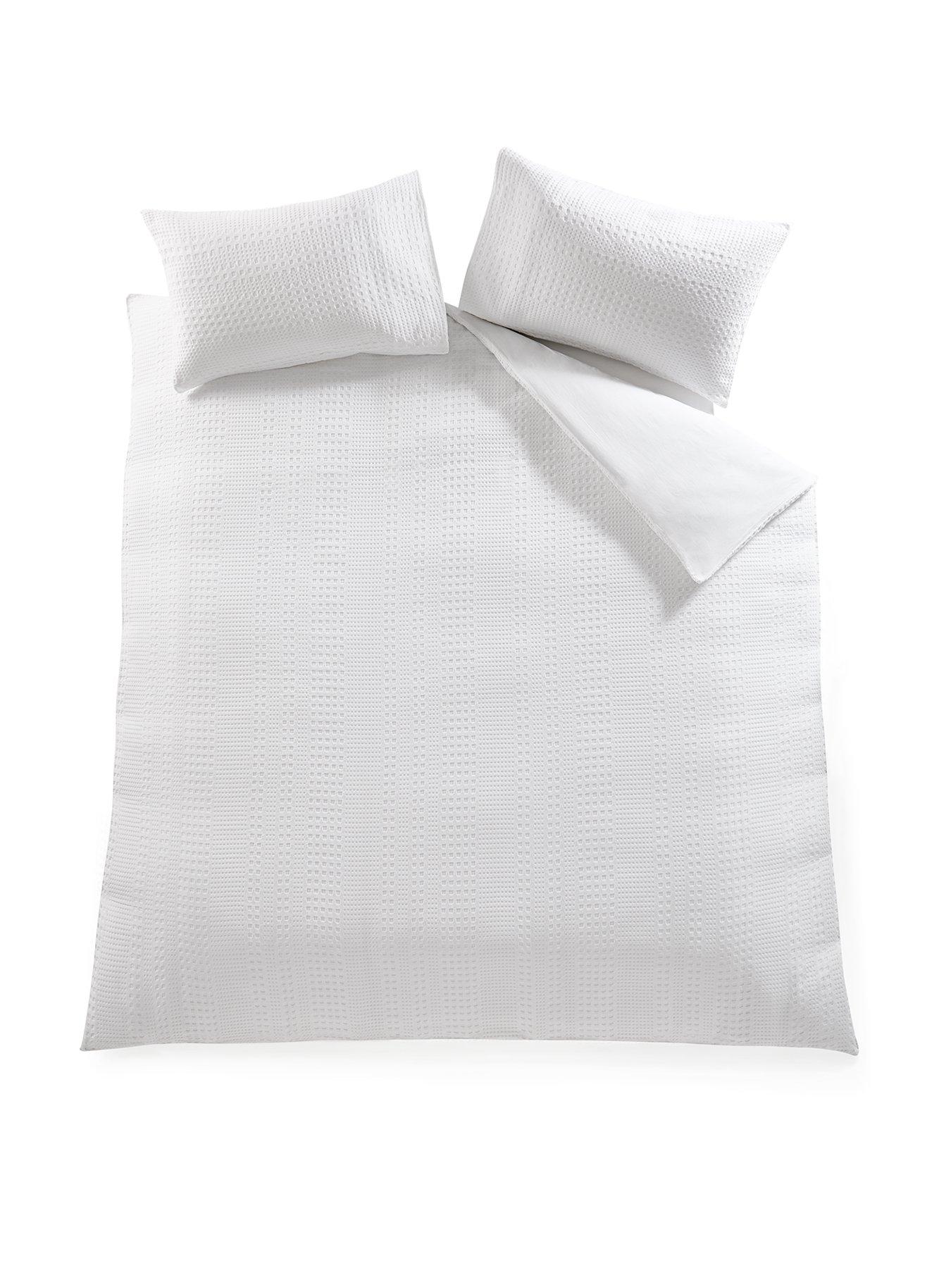 Very Home Waffle Stripe Duvet Cover Set - White | very.co.uk