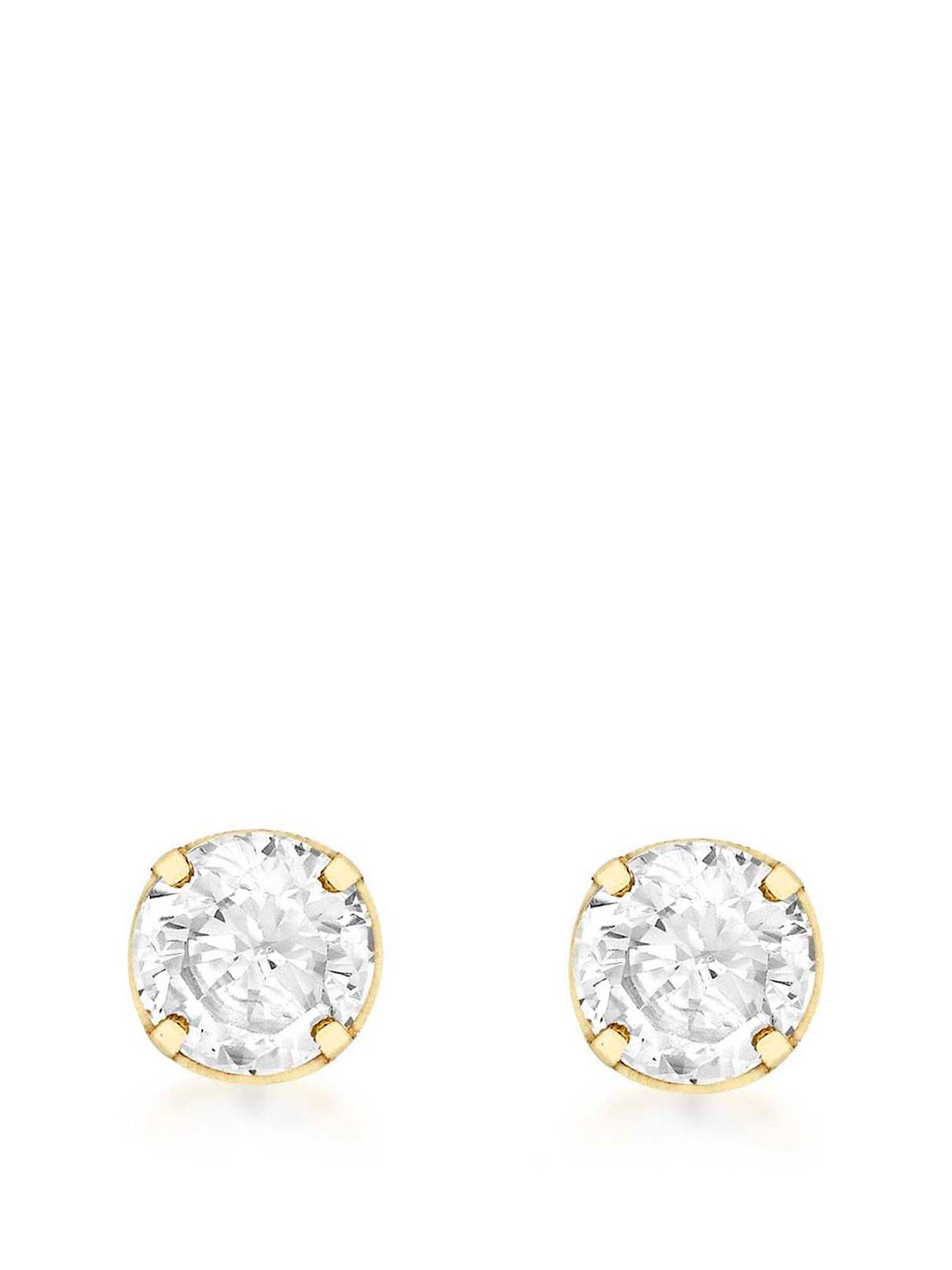 Product photograph of Love Gold 9ct Gold Round Cz 4mm Stud Earrings from very.co.uk