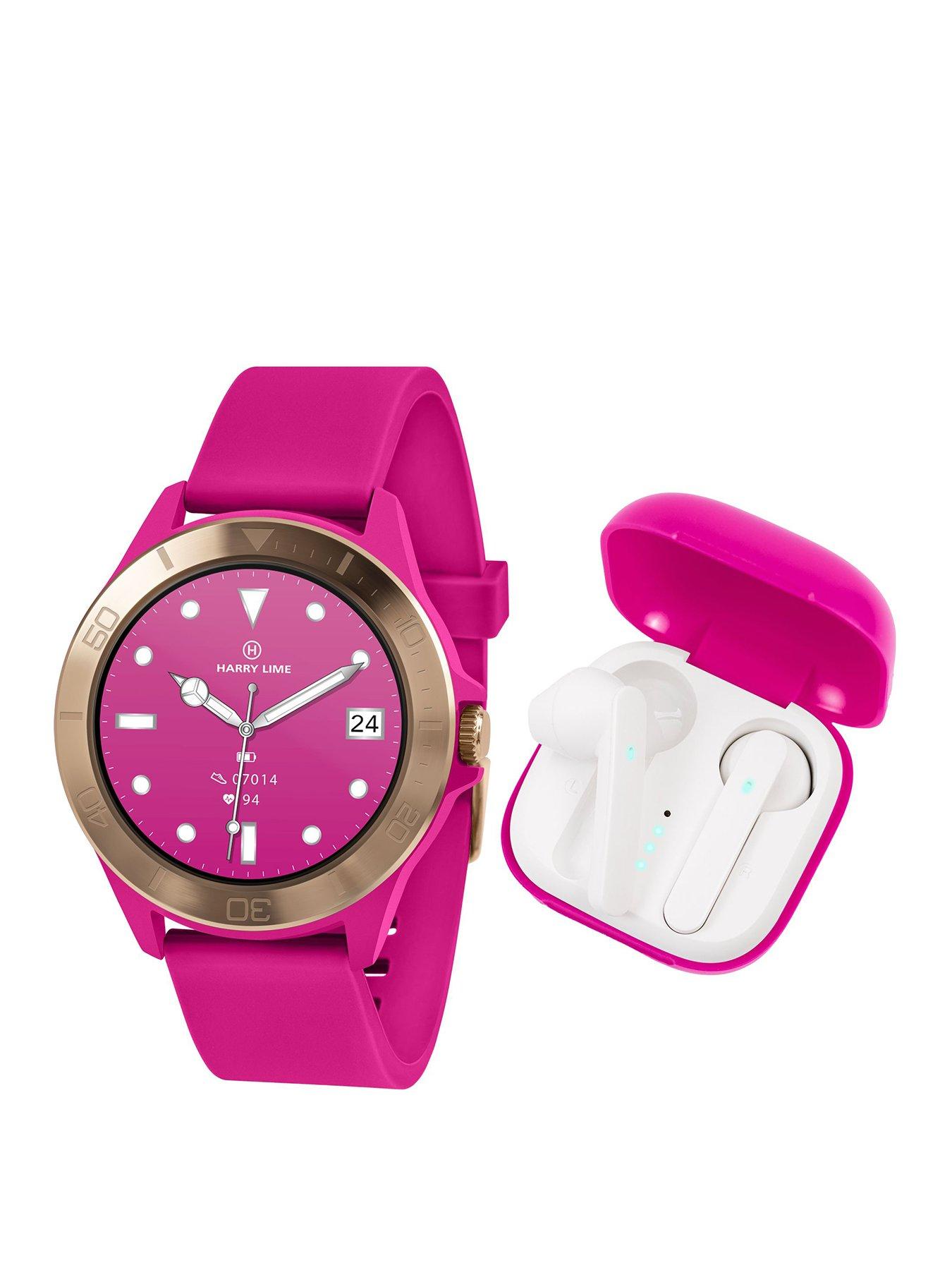 Series 17 Pink Strap Smart Watch & True Wireless Sound Earbud Set by Reflex  Active