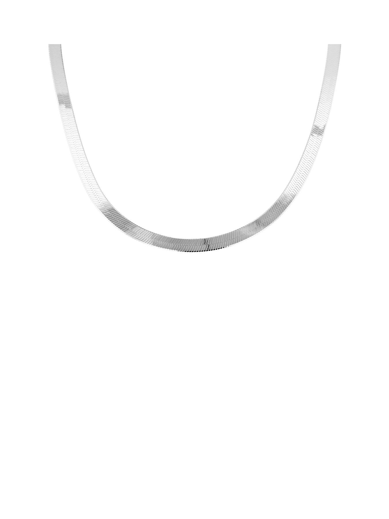 Product photograph of The Love Silver Collection Sterling Silver Triple Herringbone Chain from very.co.uk