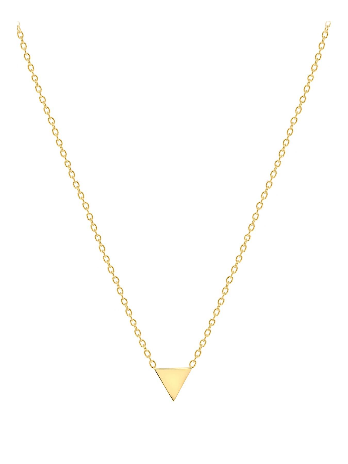 Product photograph of The Love Silver Collection Sterling Silver Yellow Gold Plated Triangle Necklace from very.co.uk
