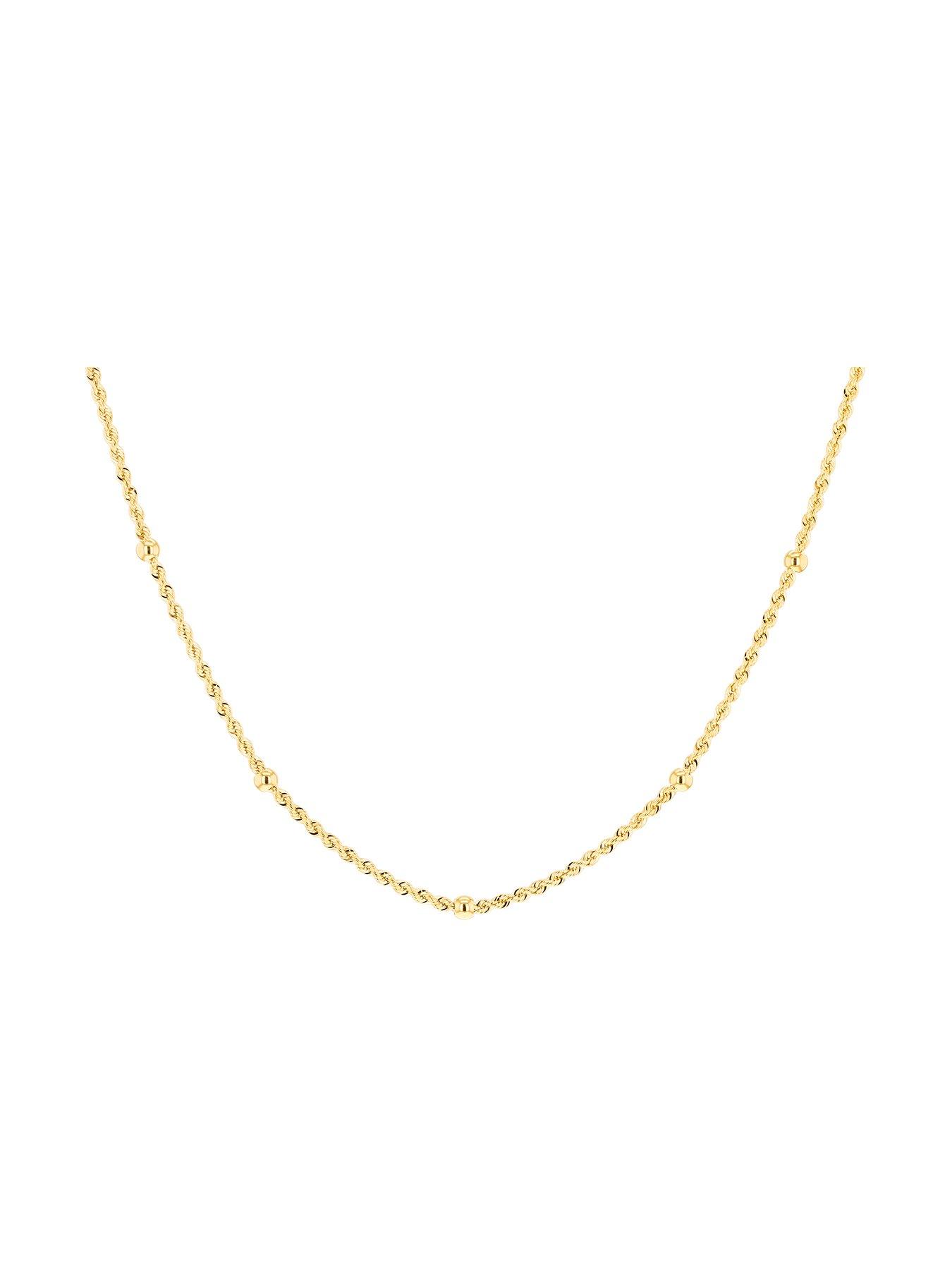 Product photograph of The Love Collection 9ct Yellow Gold Rope Chain Necklace from very.co.uk