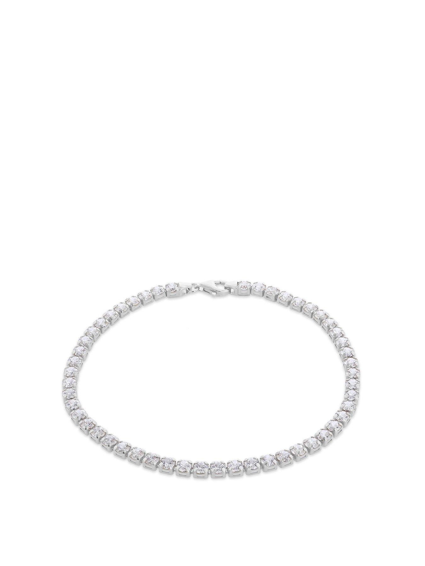 Product photograph of The Love Silver Collection Sterling Silver Cz Tennis Bracelet from very.co.uk