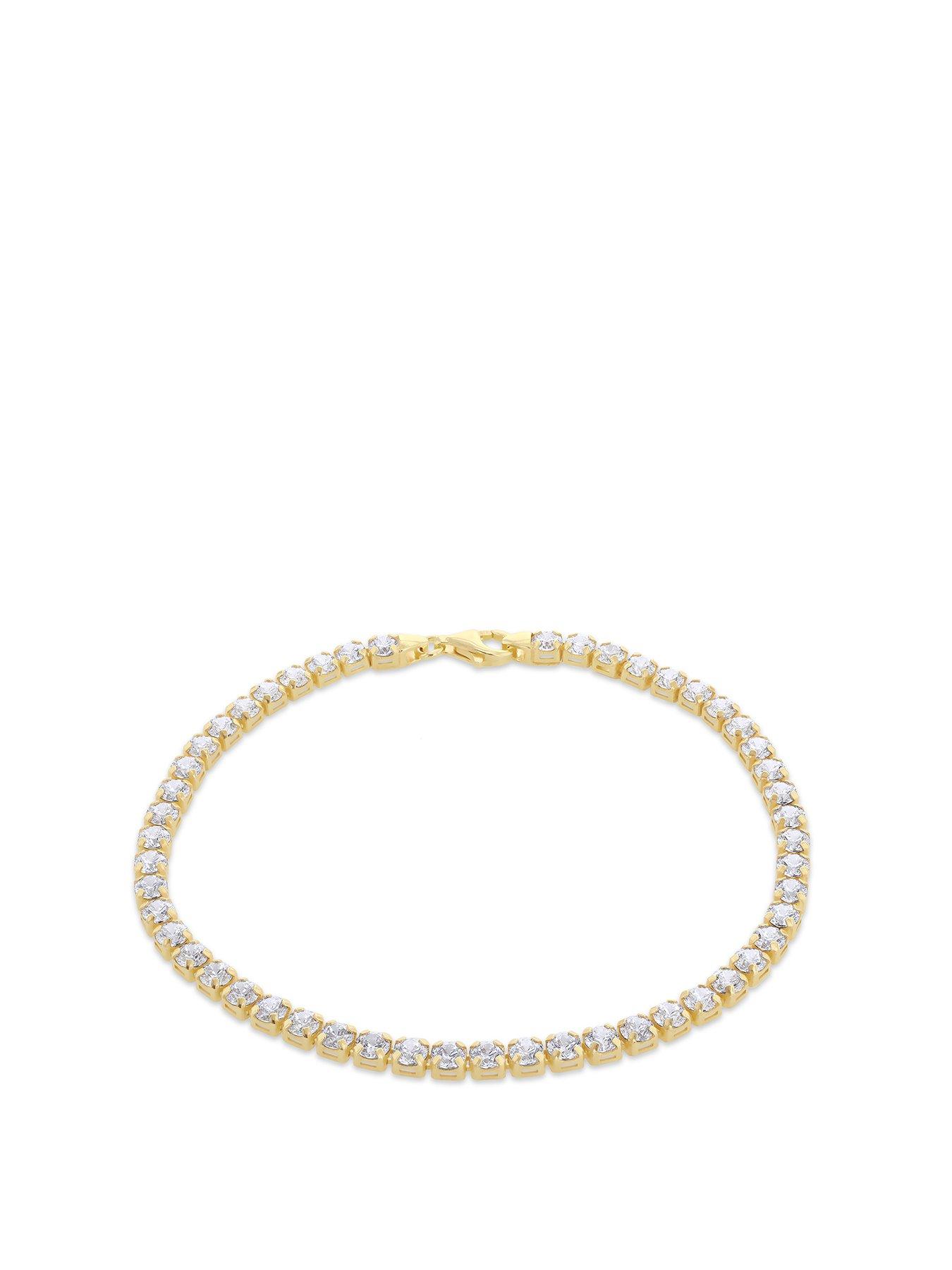 Product photograph of The Love Silver Collection Sterling Silver Gold Plated Cz Tennis Bracelet from very.co.uk