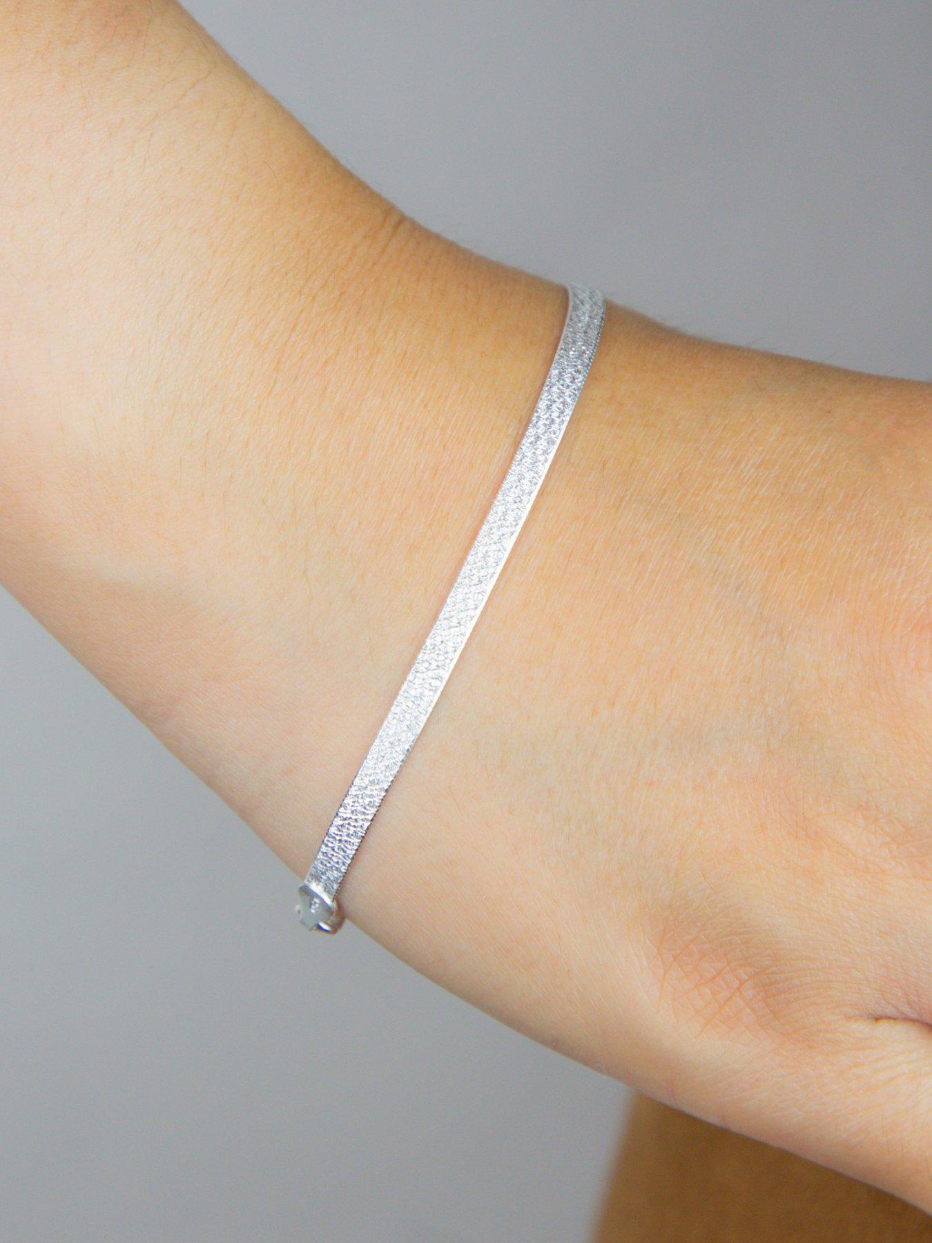 Sterling silver hot sale herringbone bracelet