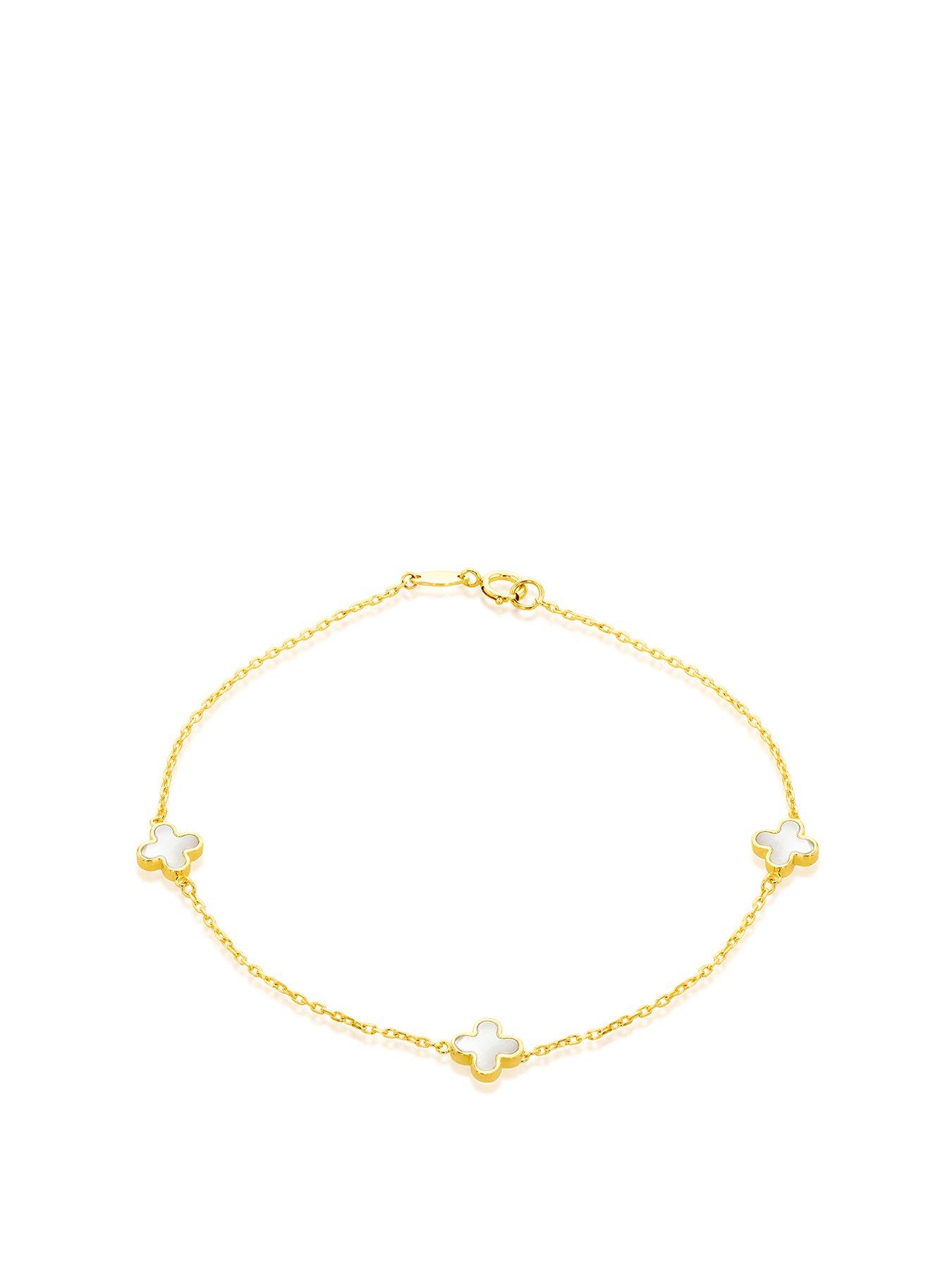 Product photograph of Love Gold 9ct Yellow Gold Mother Of Pearl Petals Bracelet from very.co.uk