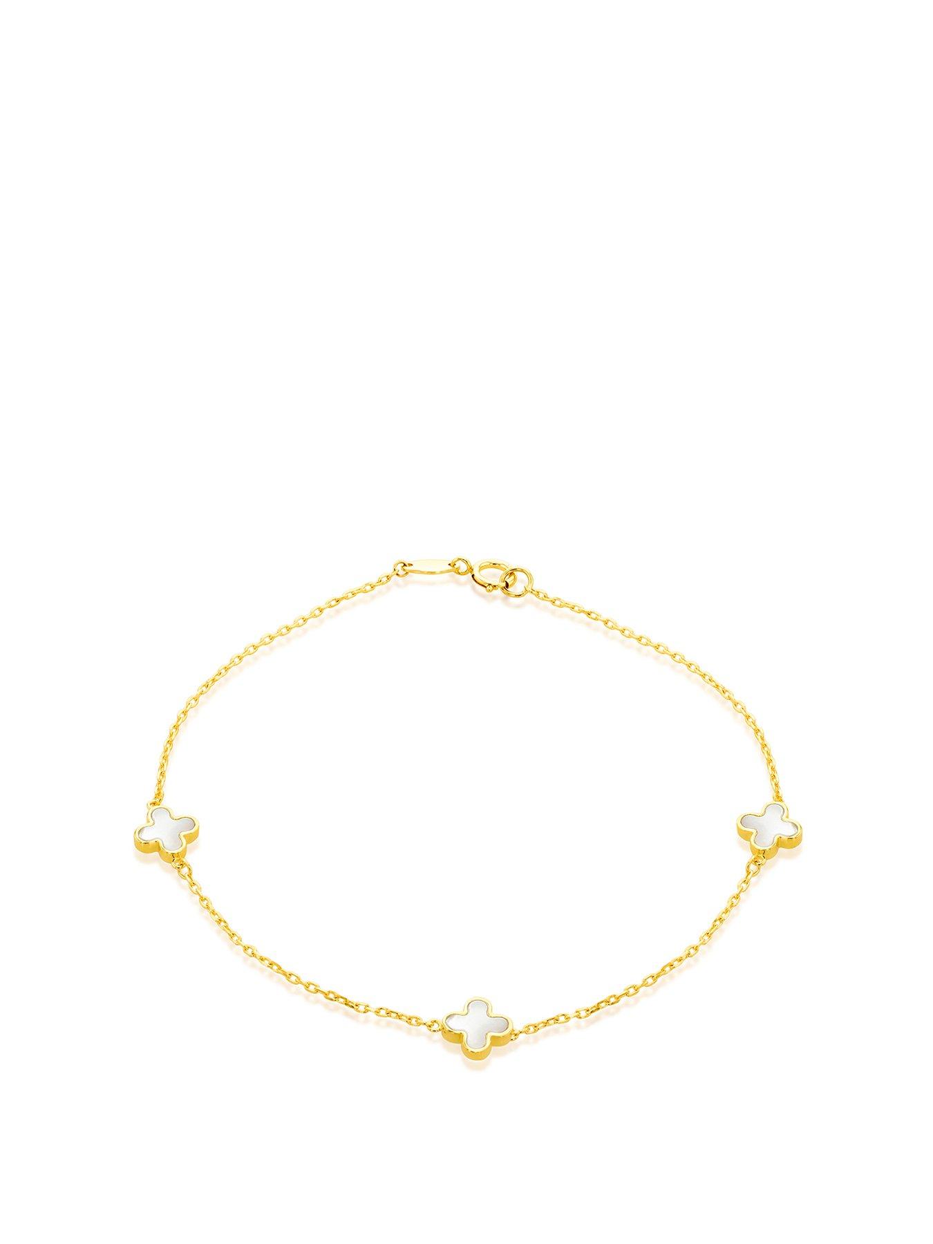 Product photograph of The Love Collection 9ct Yellow Gold Mother Of Pearl Petals Bracelet from very.co.uk