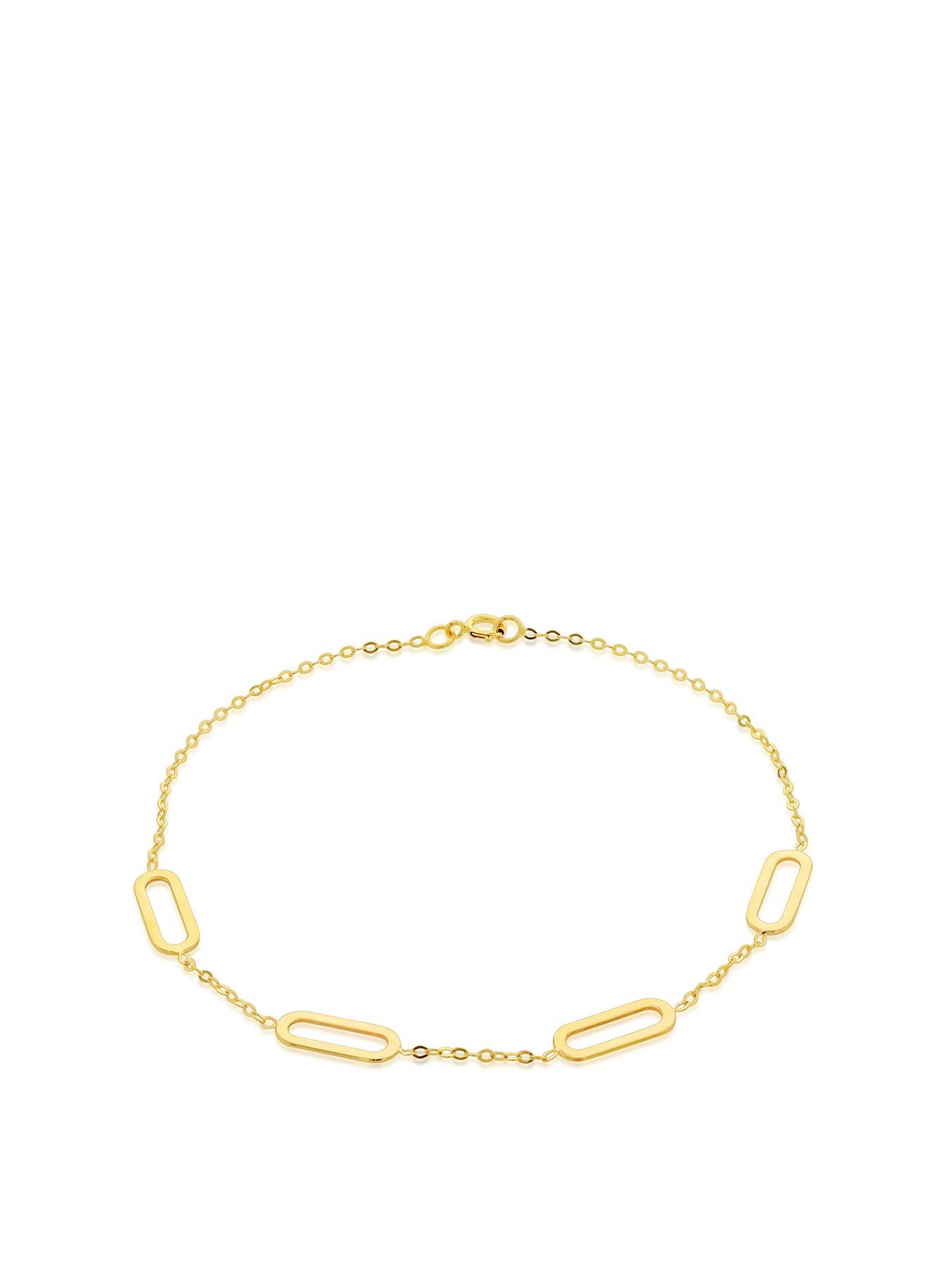 Product photograph of Love Gold 9ct Yellow Gold Paperclip Bracelet from very.co.uk