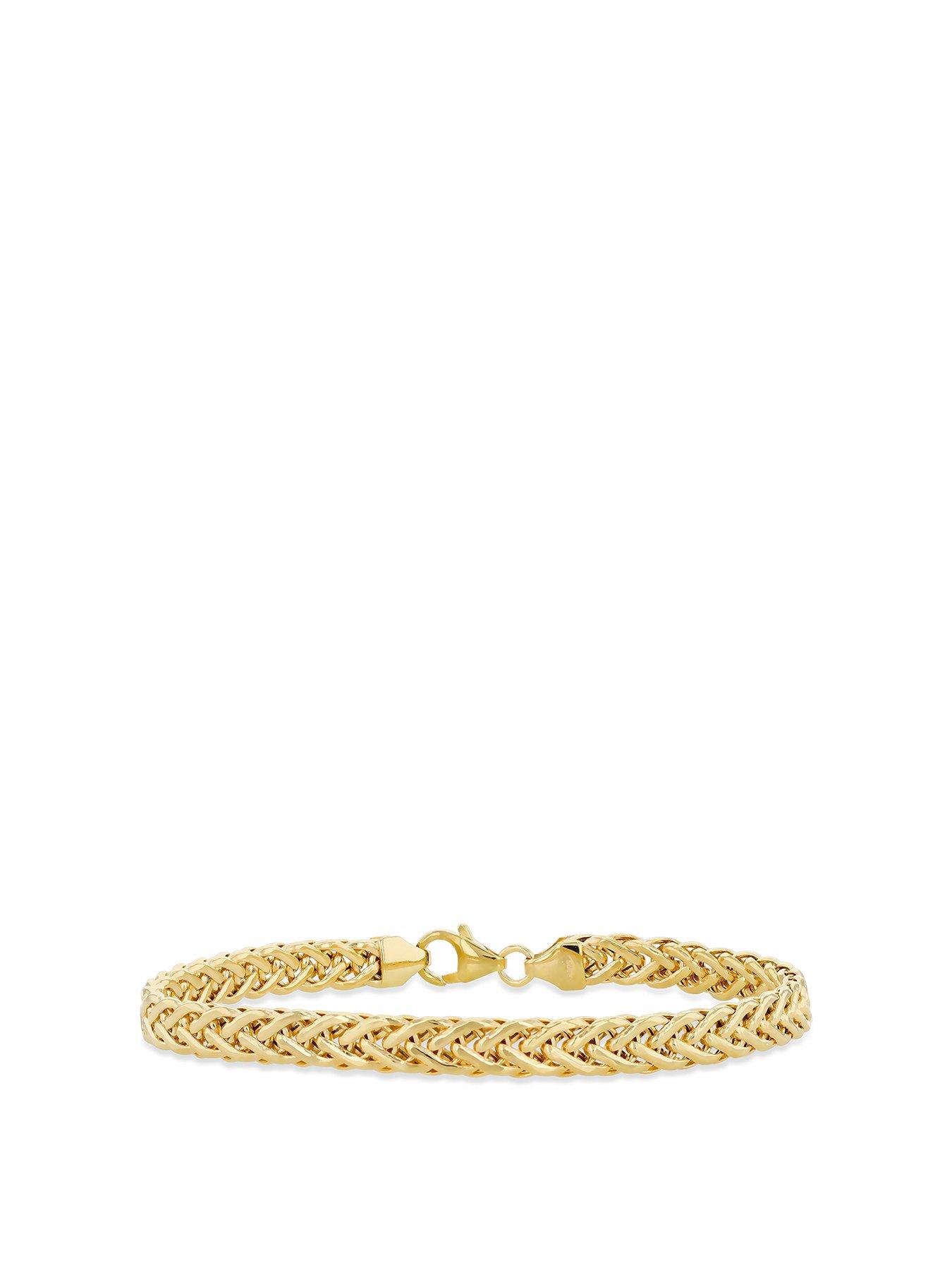 Product photograph of Love Gold 9ct Yellow Gold Flat Spiga Bracelet from very.co.uk