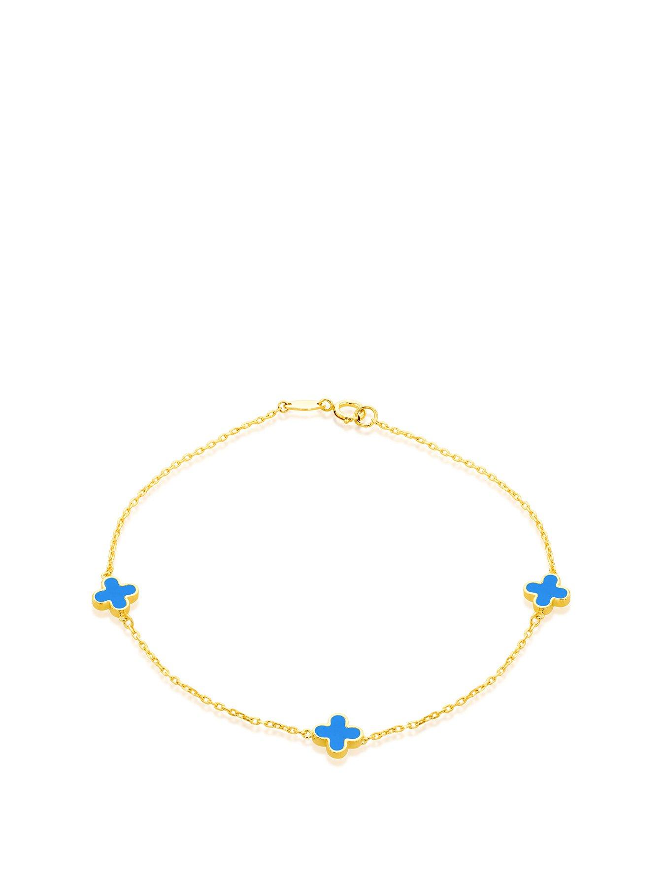 Product photograph of Love Gold 9ct Yellow Gold Turquoise Petal Necklace from very.co.uk