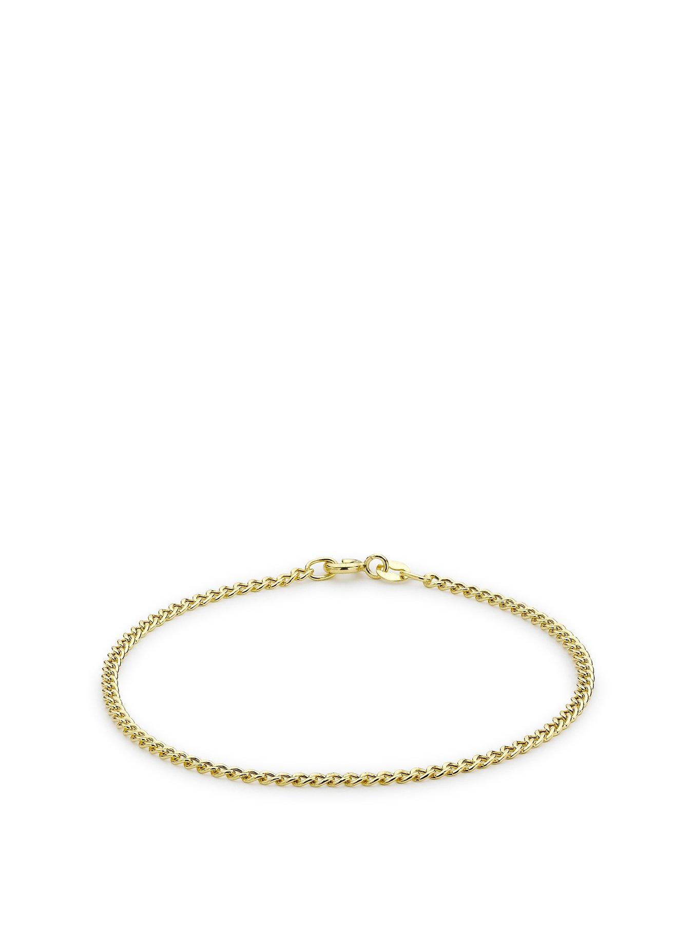 Product photograph of The Love Collection 9ct Yellow Gold Curb Chain Bracelet from very.co.uk
