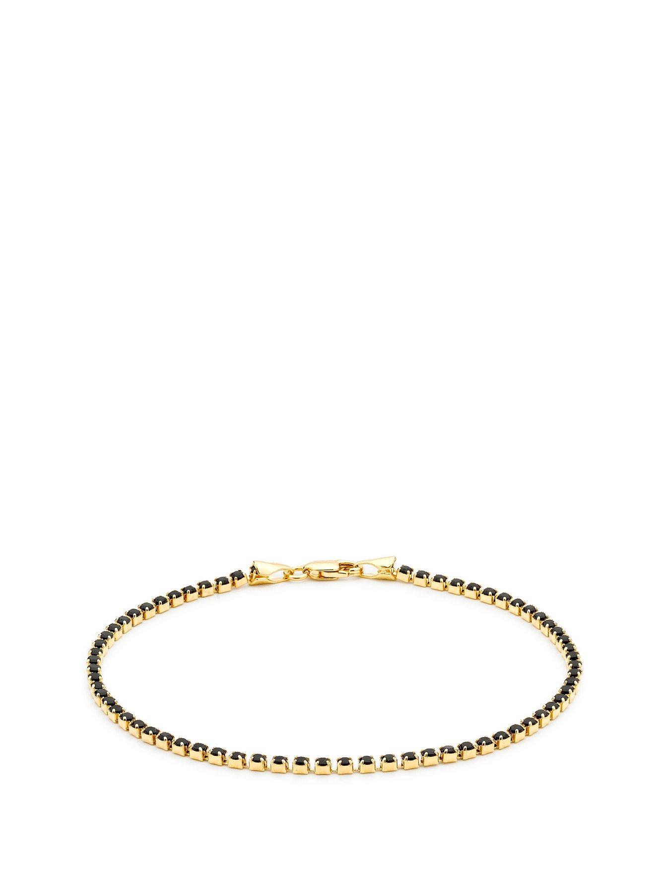 Product photograph of Love Gold 9ct Yellow Gold Round Black Cz Bracelet from very.co.uk