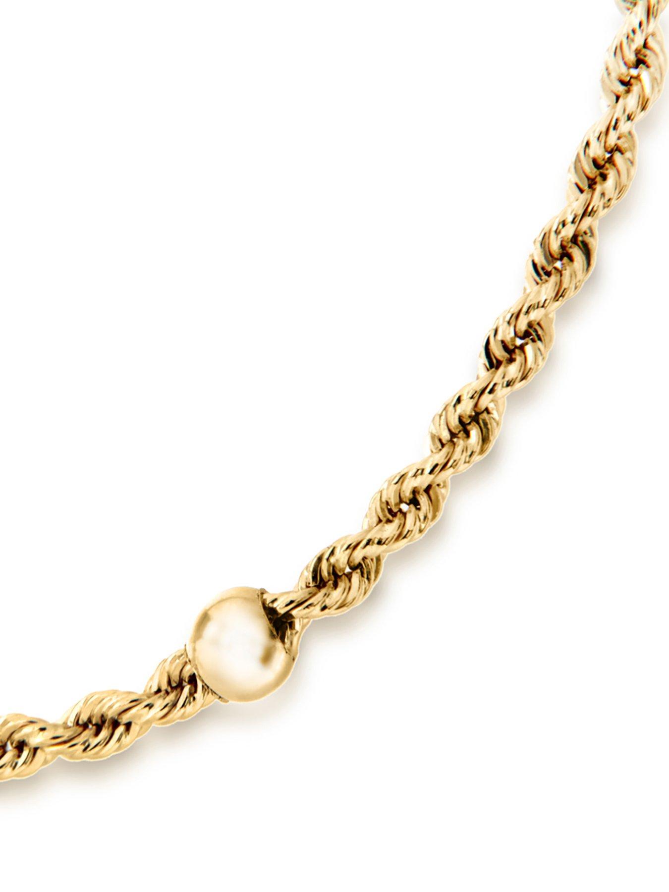 Love GOLD 9ct Yellow Gold Hollow Rope-and-Ball Chain Bracelet | Very.co.uk