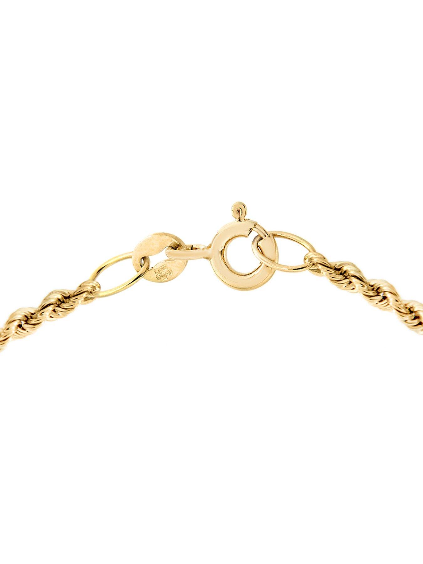 Love GOLD 9ct Yellow Gold Hollow Rope-and-Ball Chain Bracelet | Very.co.uk