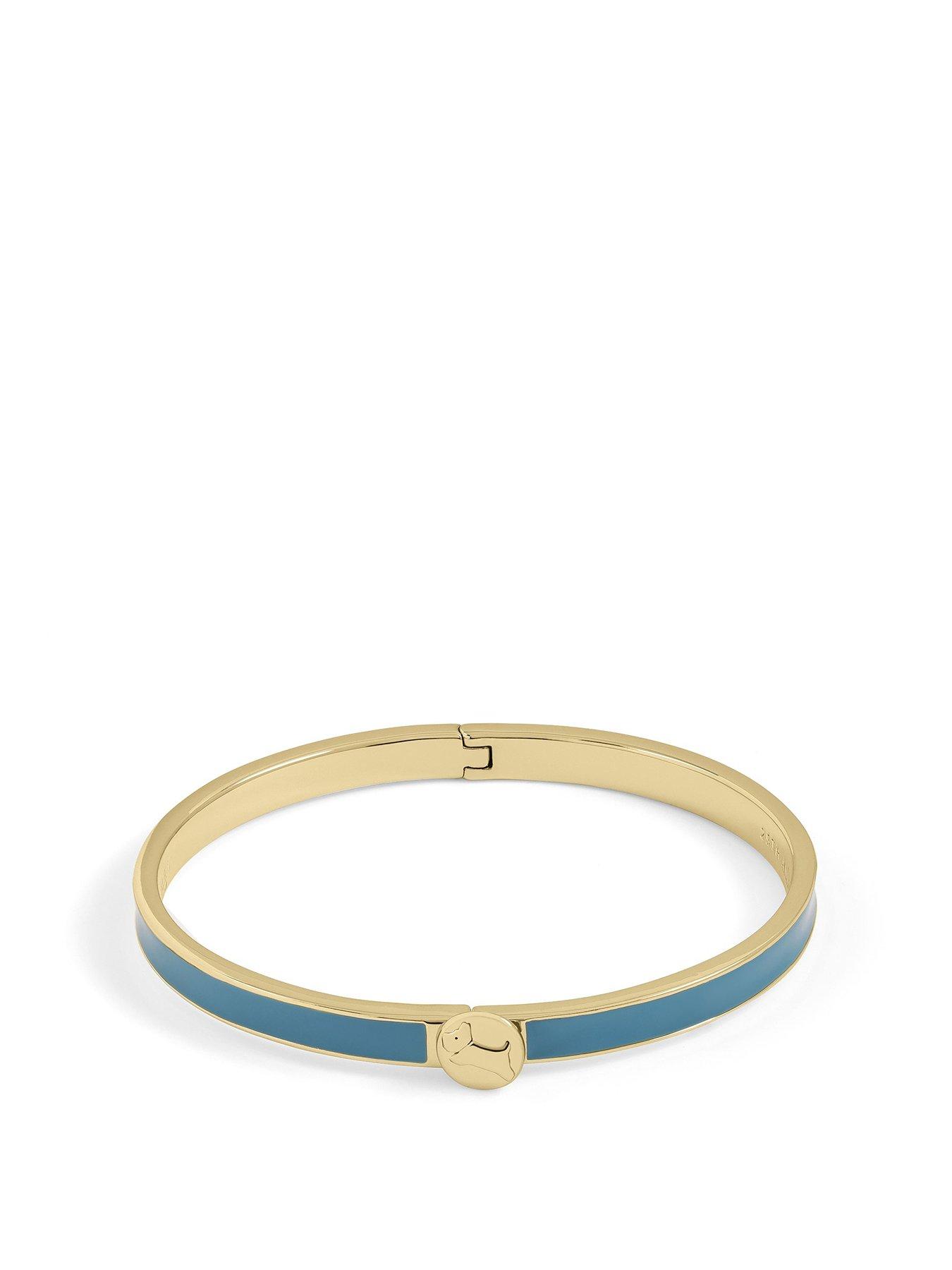 Product photograph of Radley Ladies 18ct Pale Gold Plated Green Infill Bangle from very.co.uk