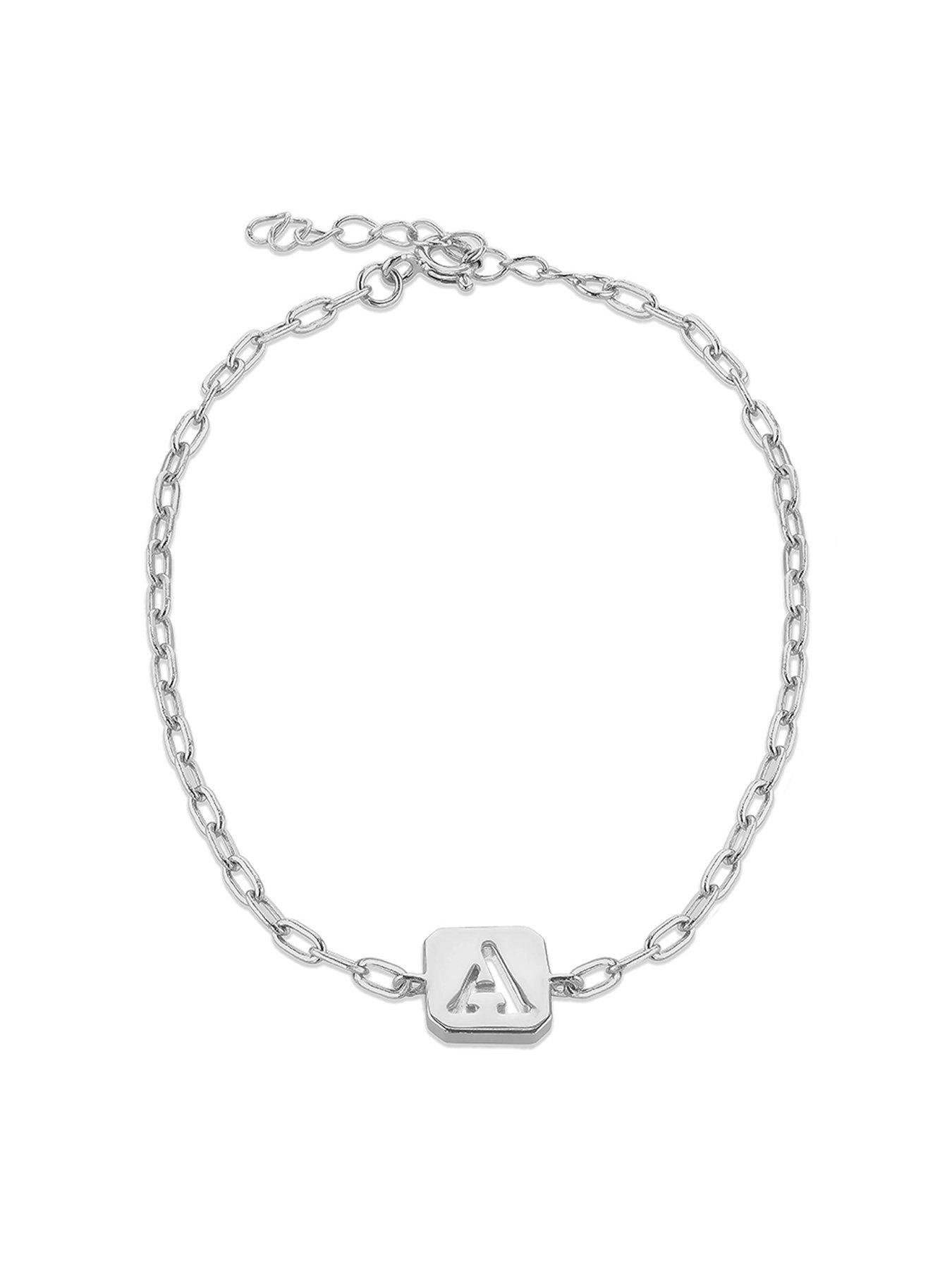 Product photograph of The Love Silver Collection Sterling Silver Initial Bracelet from very.co.uk
