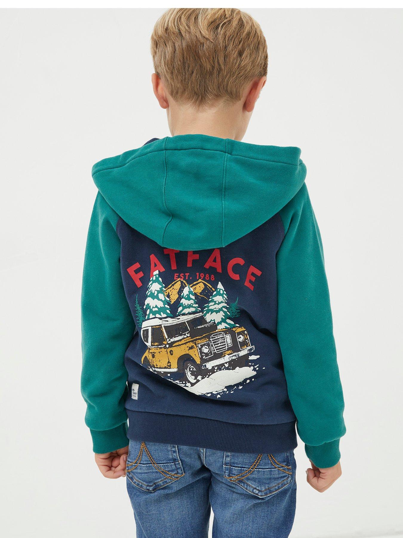 FatFace Boys Land Rover Zip Through Hoodie - Navy | Very.co.uk