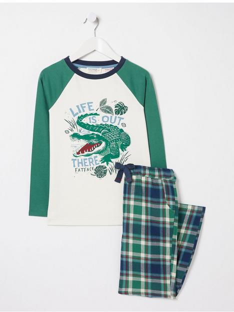 fatface-boys-crocodile-check-pyjama-set-green
