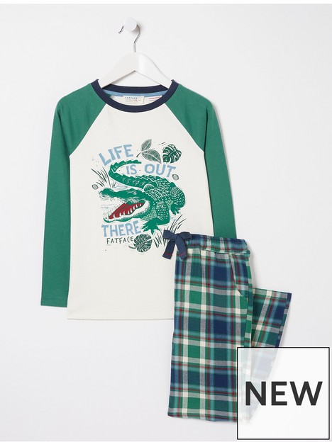 fatface-boys-crocodile-check-pyjama-set-green