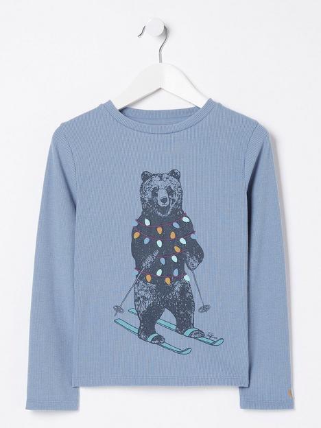 fatface-girls-skiing-bear-rib-t-shirt-blue