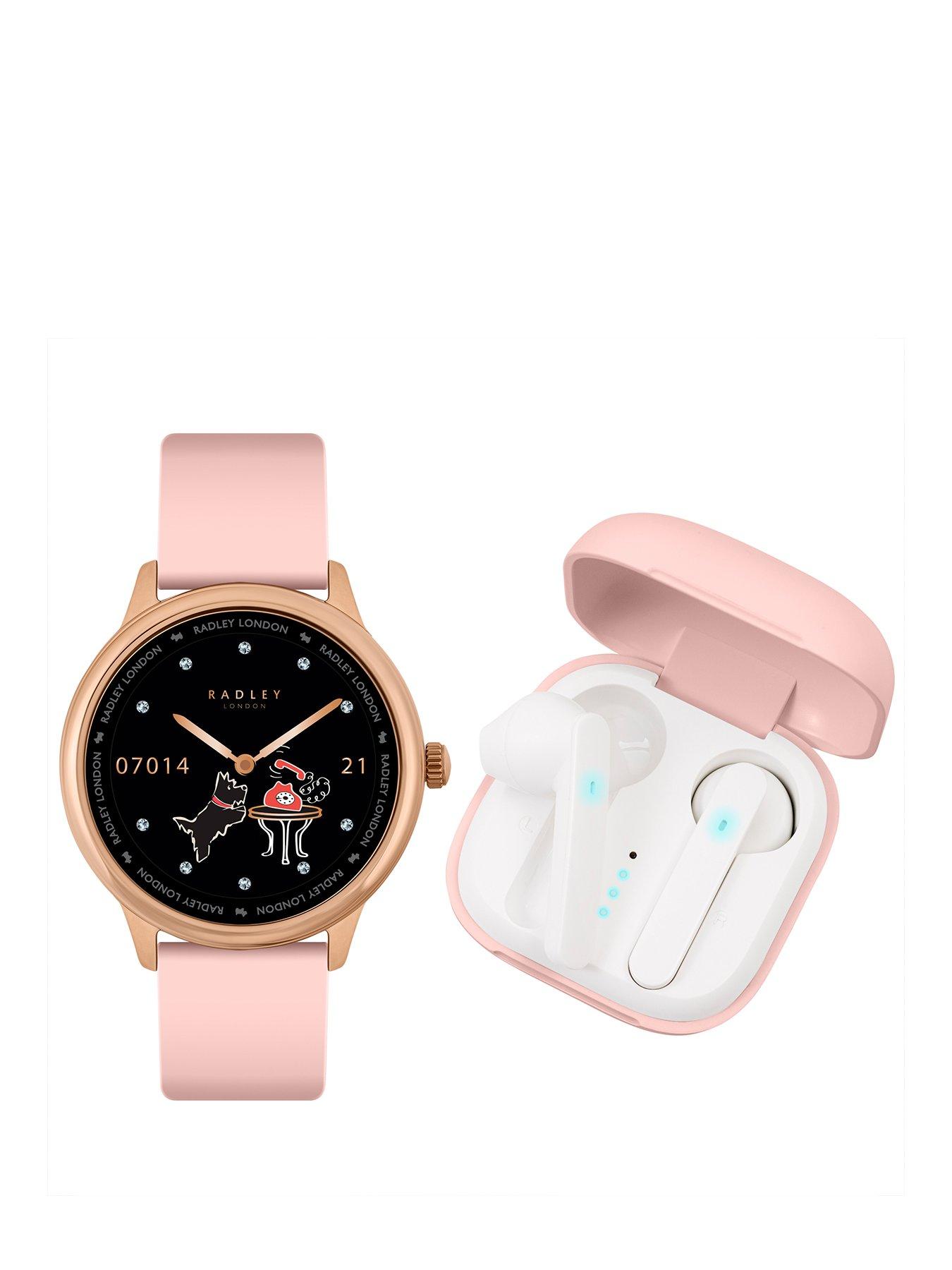 Product photograph of Radley Smart Series 19 Smart Cobweb Calling Watch With True Wireless Earbuds from very.co.uk