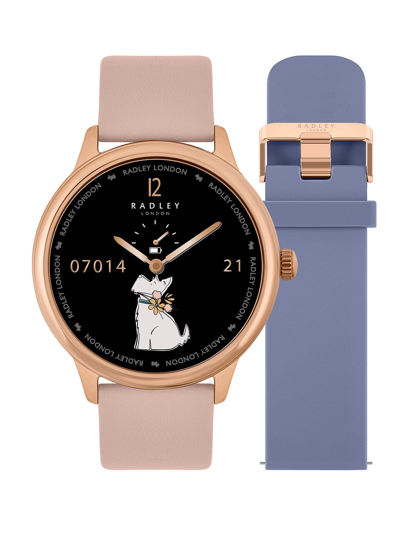 Product photograph of Radley Series 19 Smart Calling Watch With Interchangeable Cobweb Leather And Denim Silicone Straps from very.co.uk
