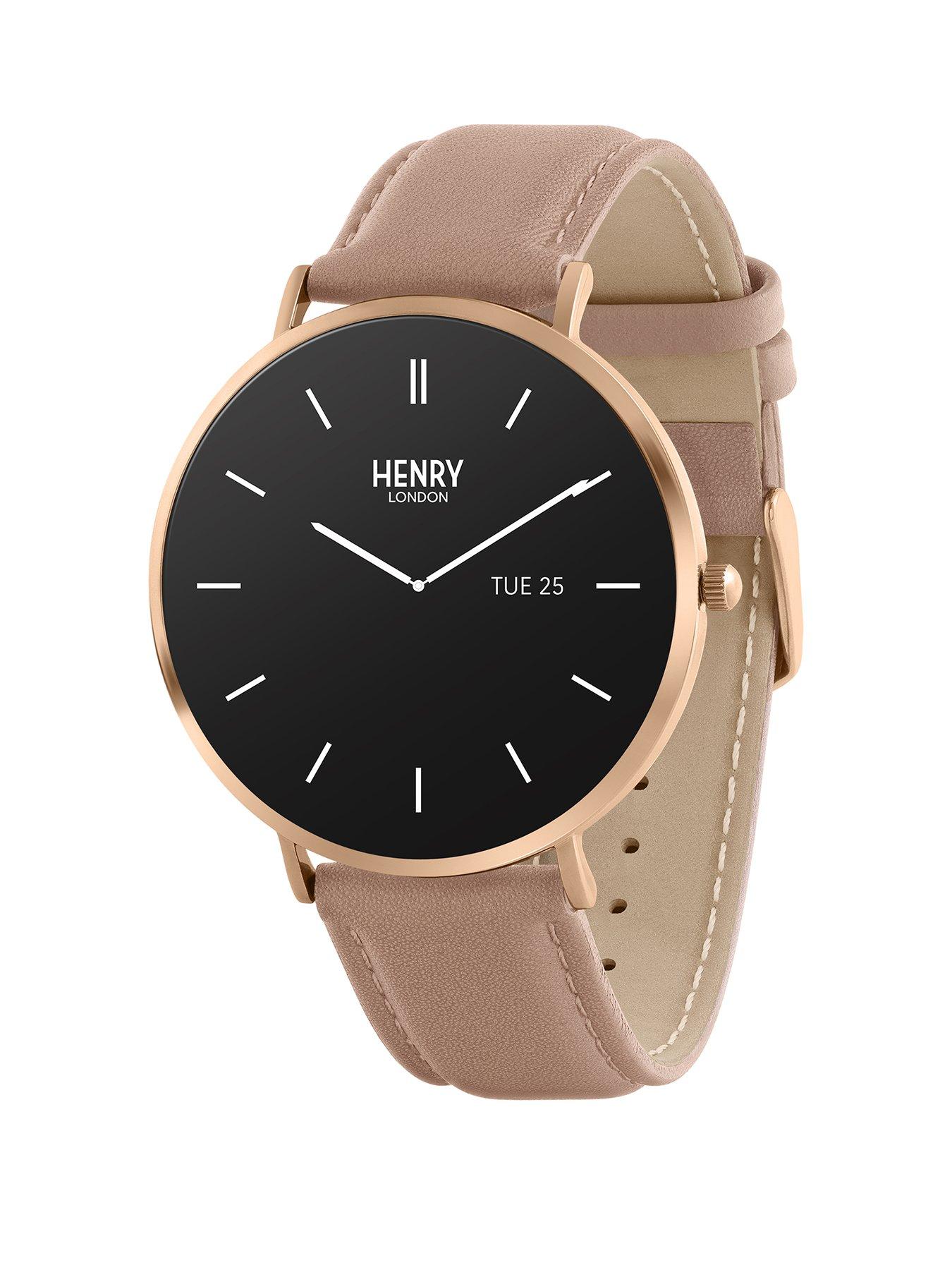 Product photograph of Henry London Smart Amoled Cobweb Leather Strap Watch from very.co.uk