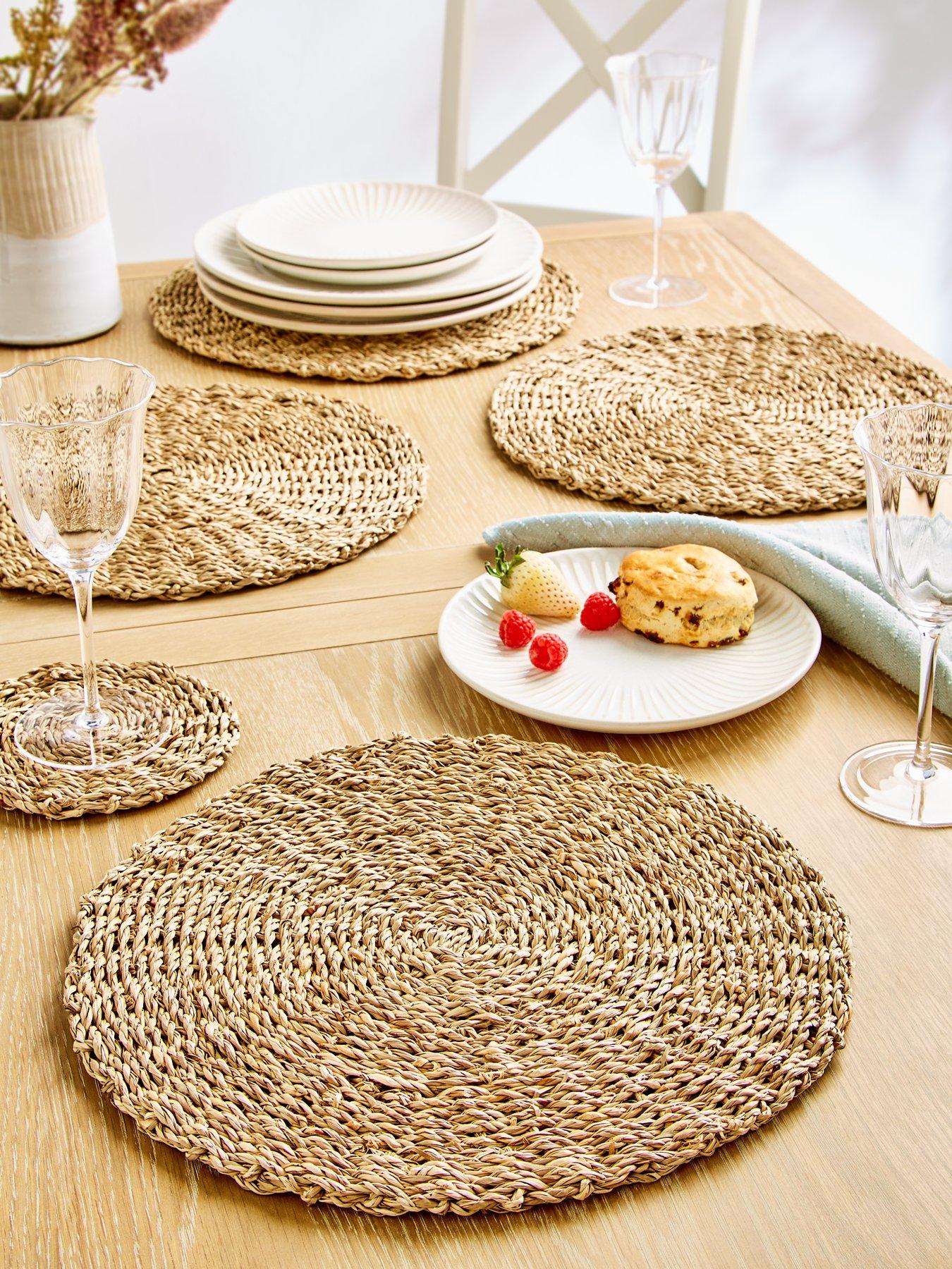 Product photograph of Very Home Set Of 4 Round Dark Seagrass Placemats from very.co.uk
