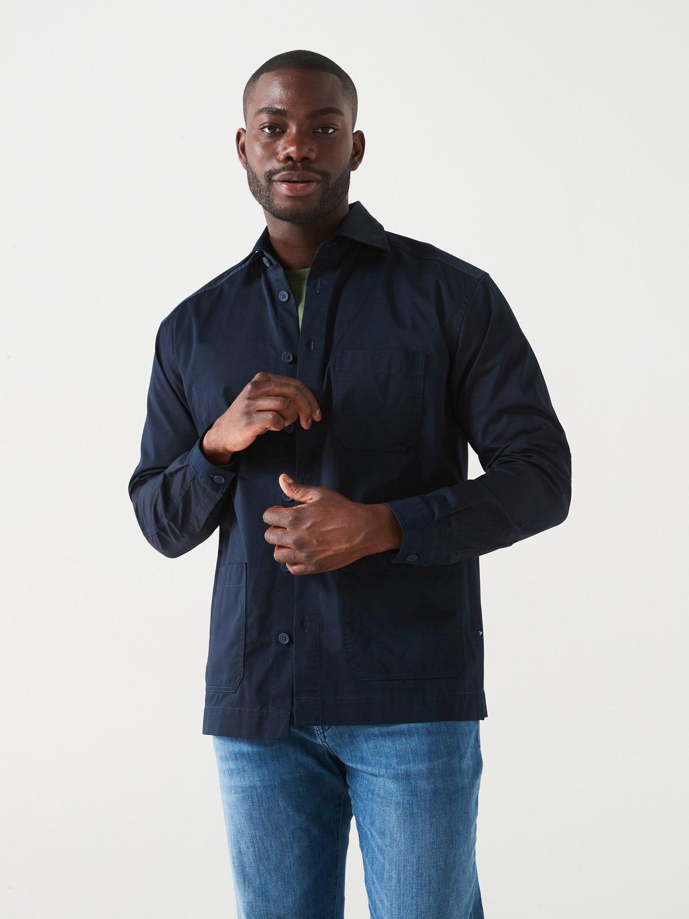 BOSS Cory Relaxed Fit Overshirt - Dark Blue | Very.co.uk