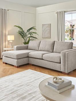 Product photograph of Very Home Maison Fabric Left Hand Corner Chaise Sofa - Grey from very.co.uk