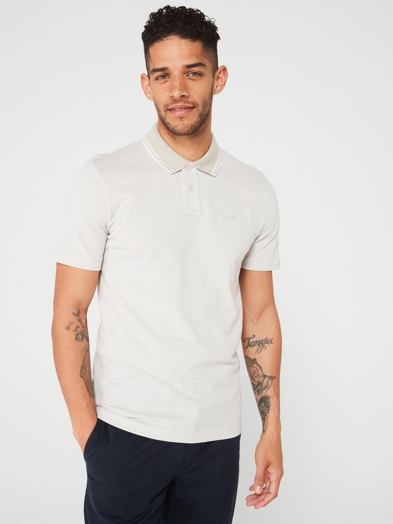 BOSS Peoxfordnew Short Sleeve Polo Shirt, Light Beige, Size 2Xl, Men