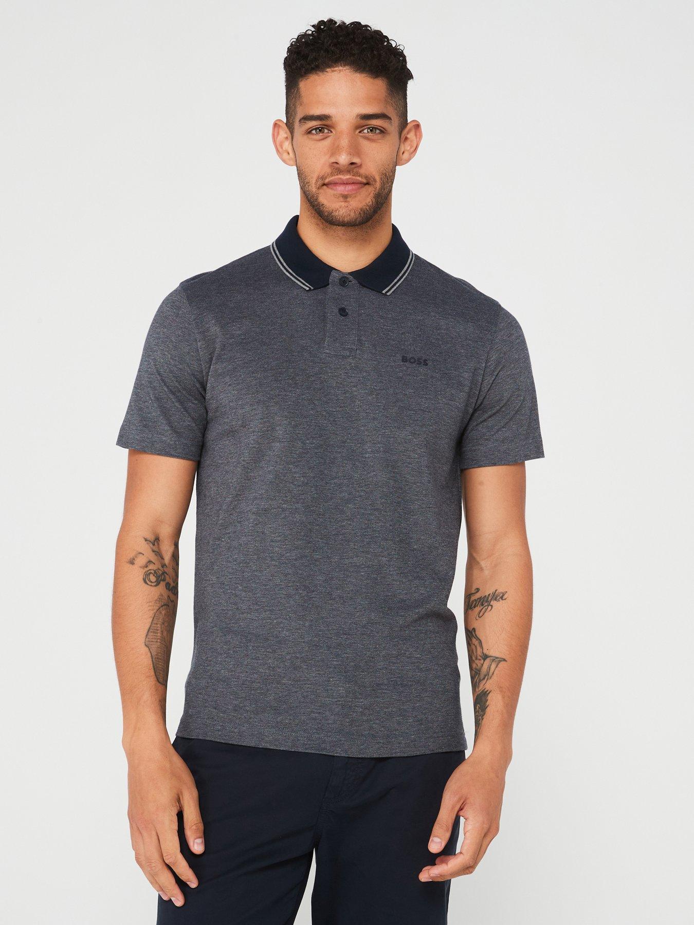 Image 1 of 4 of BOSS Peoxfordnew Short Sleeve Polo Shirt - Dark Blue