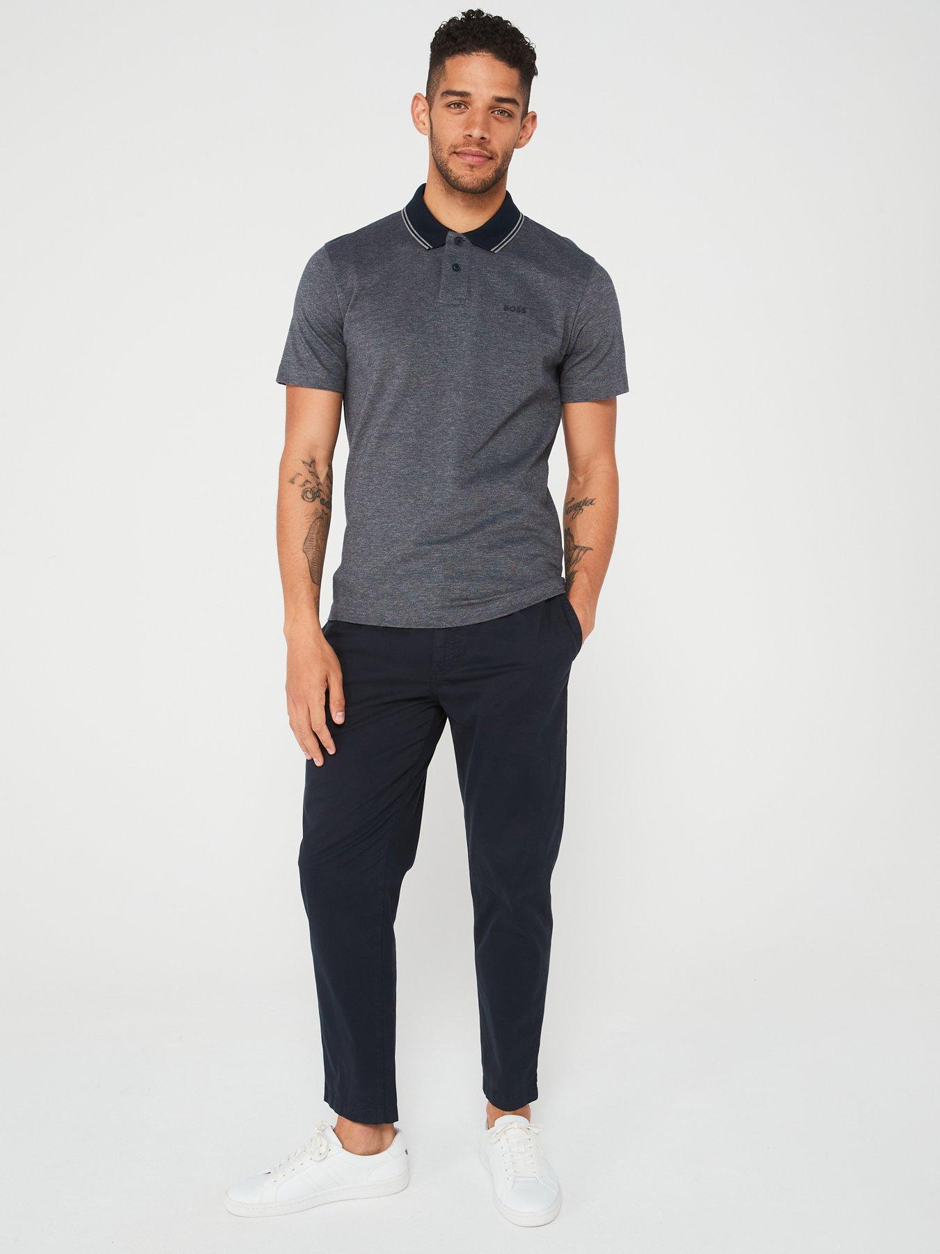 Image 3 of 4 of BOSS Peoxfordnew Short Sleeve Polo Shirt - Dark Blue