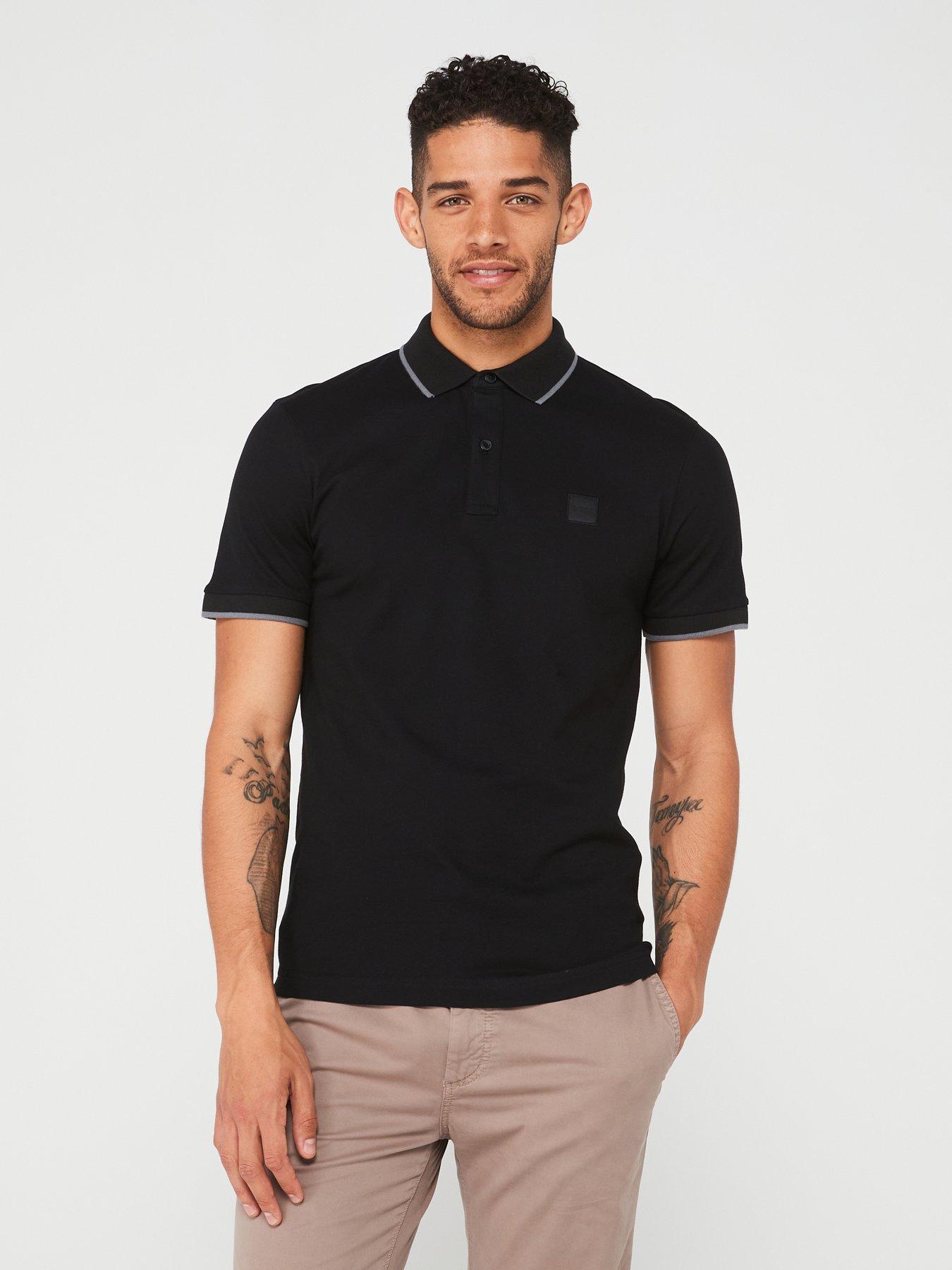 BOSS Passertip Slim Fit Short Sleeve Polo Shirt - Black