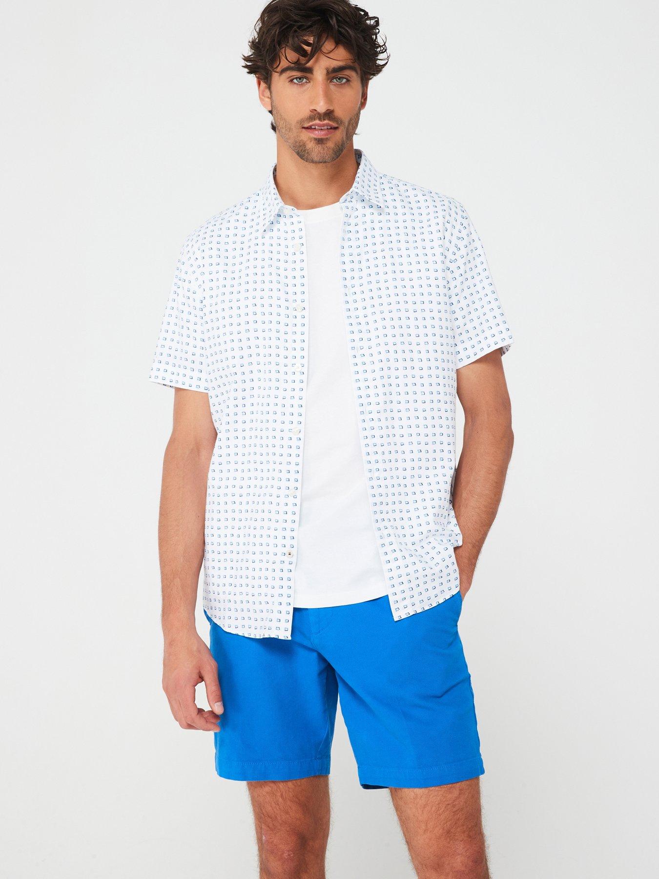 BOSS Roan Ken Slim Fit Short Sleeve Shirt - White | Very.co.uk