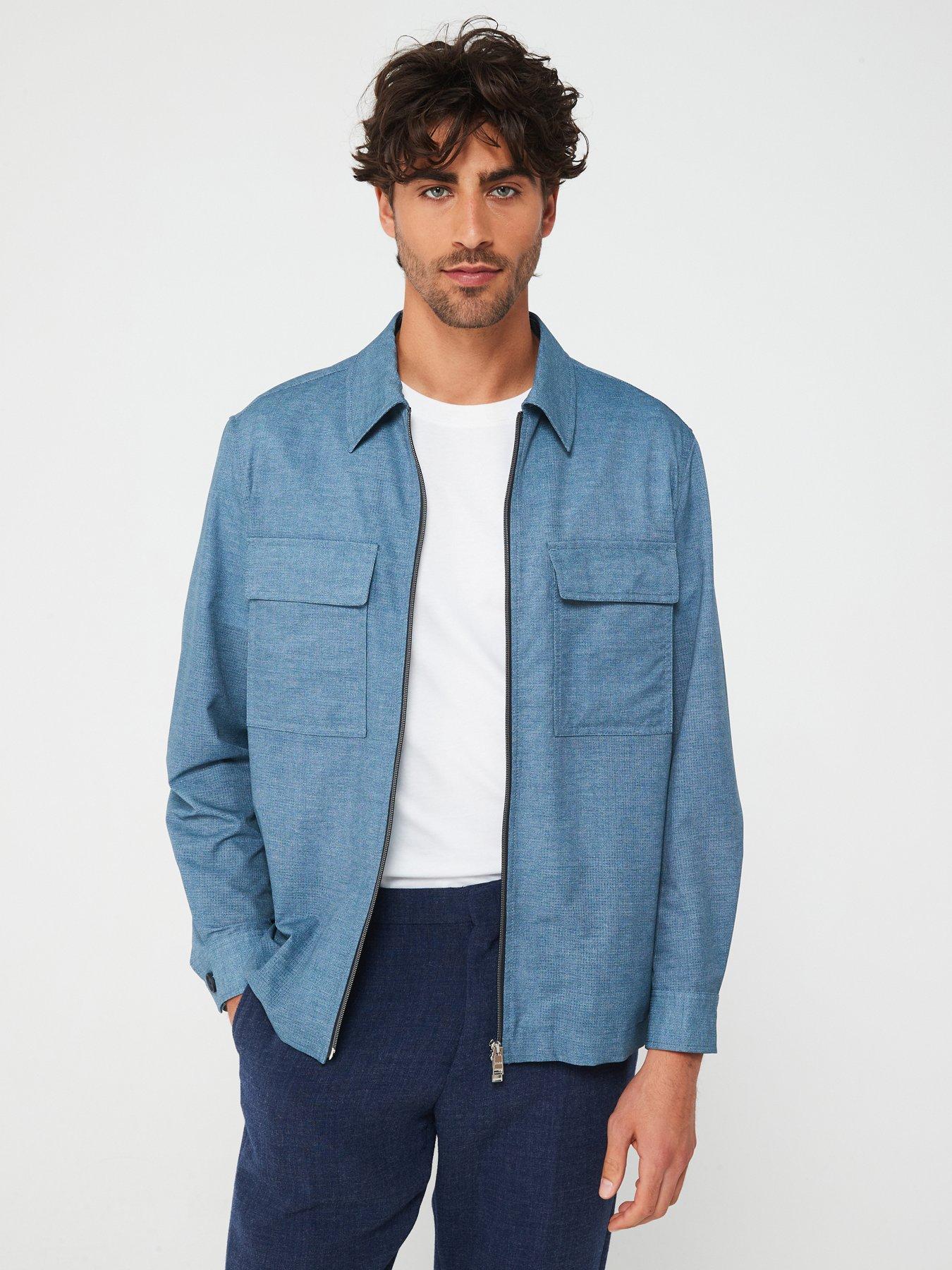 BOSS Carperos Relaxed Fit Overshirt - Bright Blue | Very.co.uk